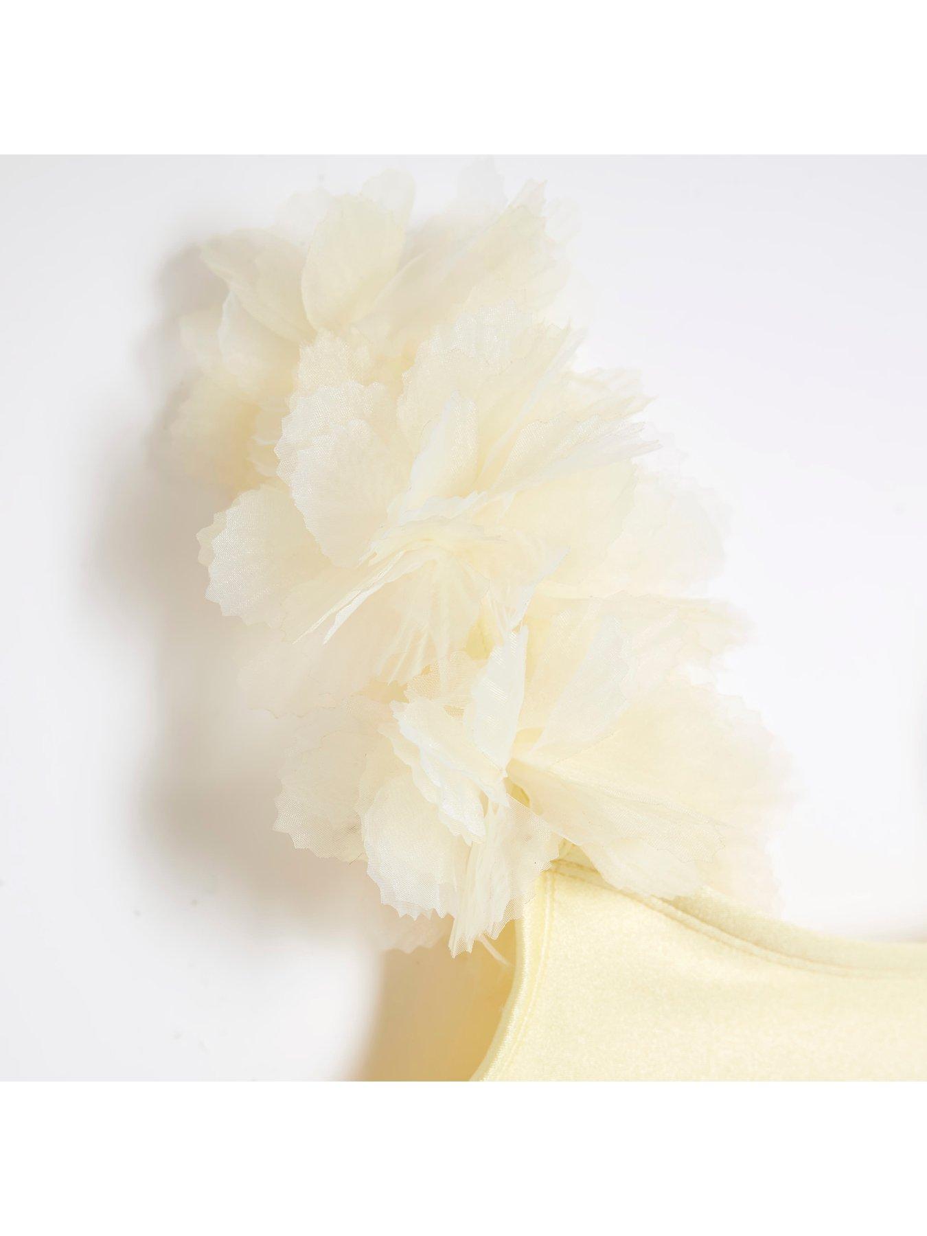 Blouse Fleurie Jaune River Island Pour Fille – Taille 7-8 Ans, Coton, Sans Manches, Volants