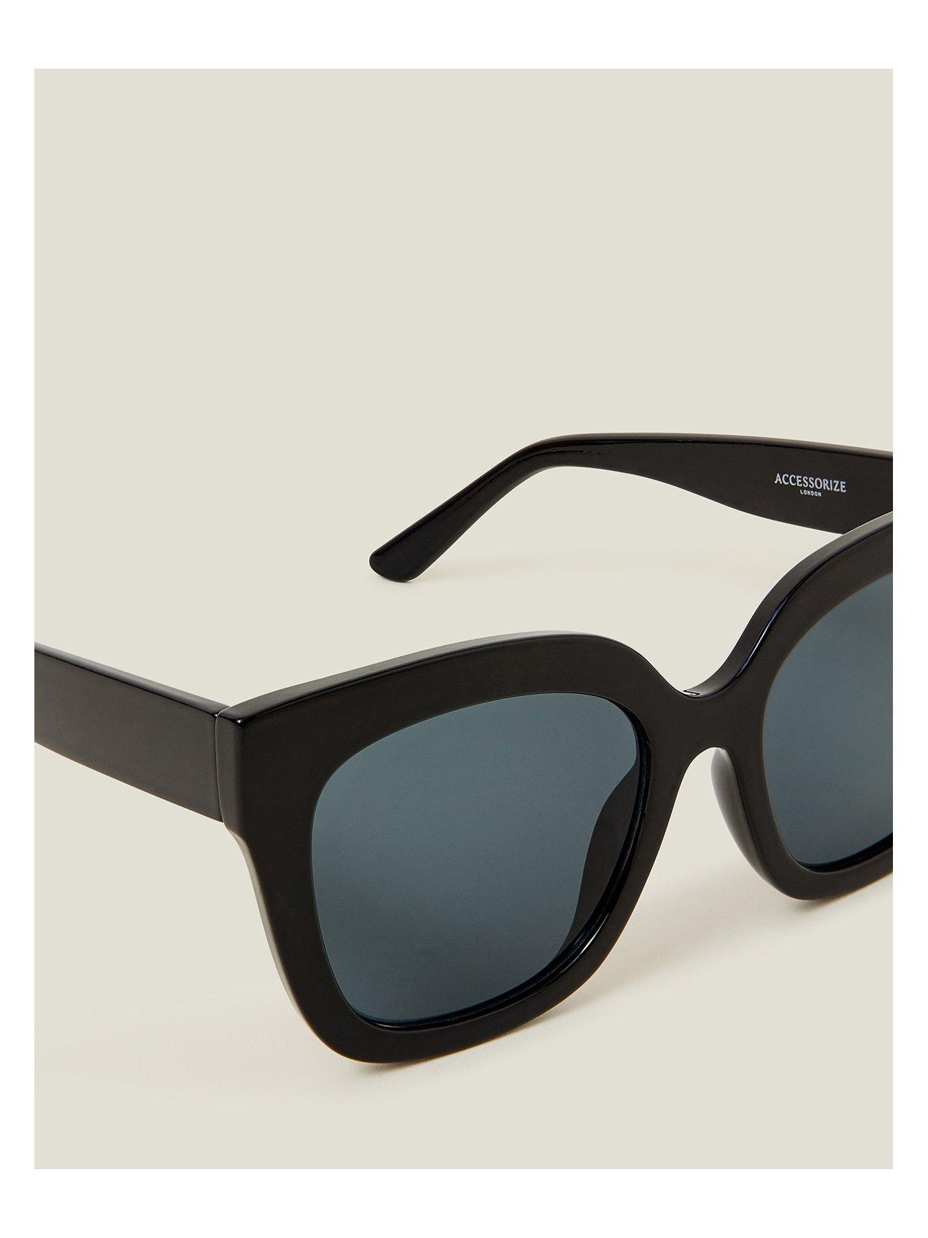 Image 3 of 3 of Accessorize Chunky Solid Black Oversized Sunglasses - Black