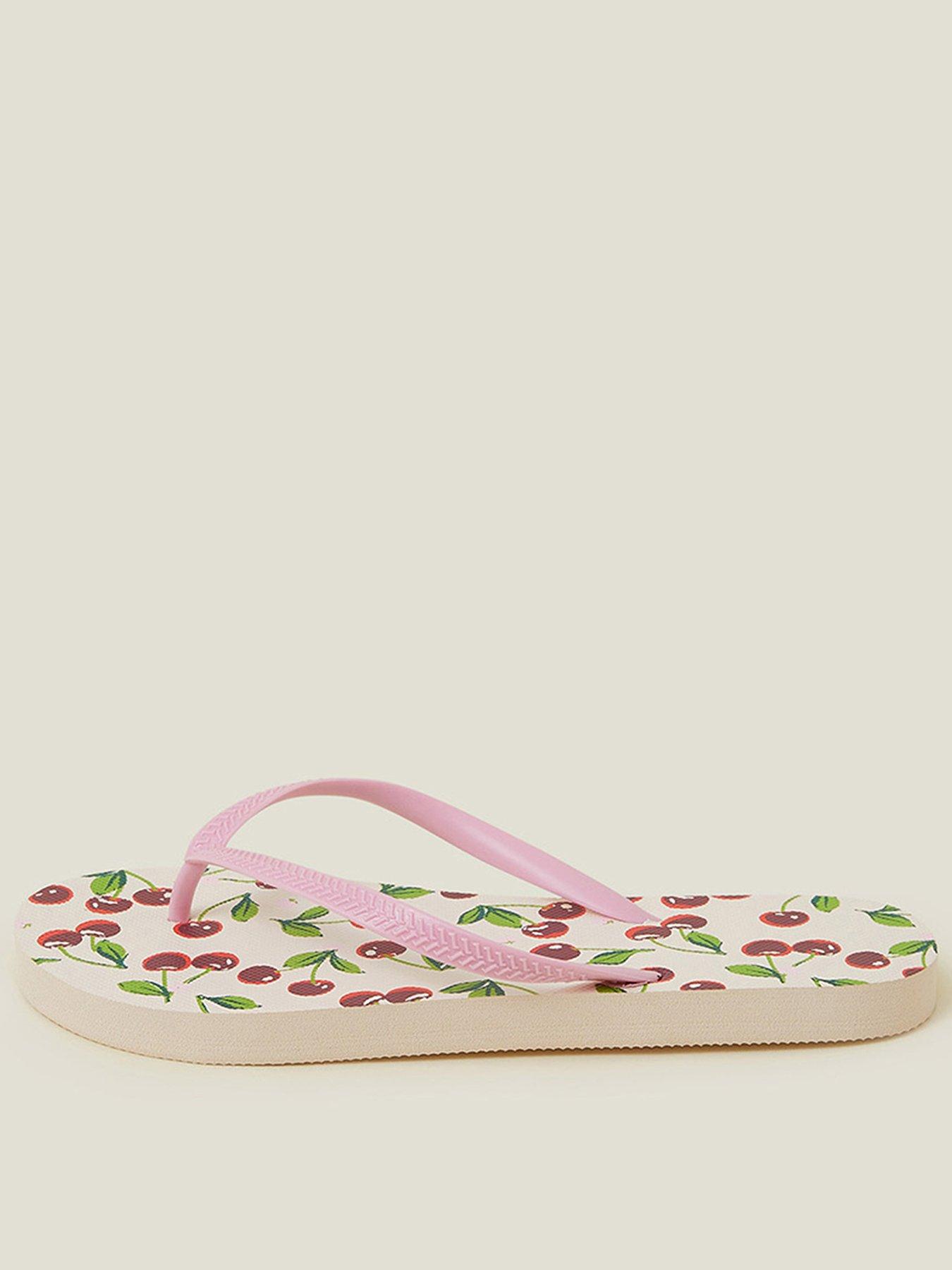 undefined Cherry Print Flip Flops - Red