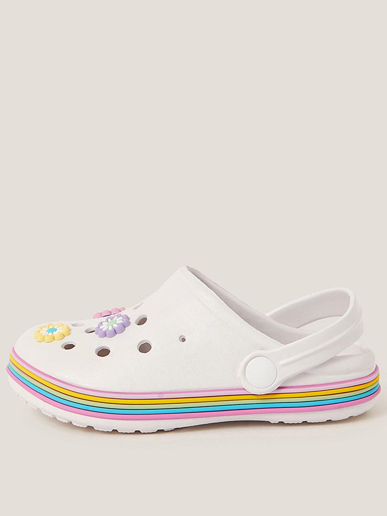 undefined Girls Flower Stripe Clog - Light Cream
