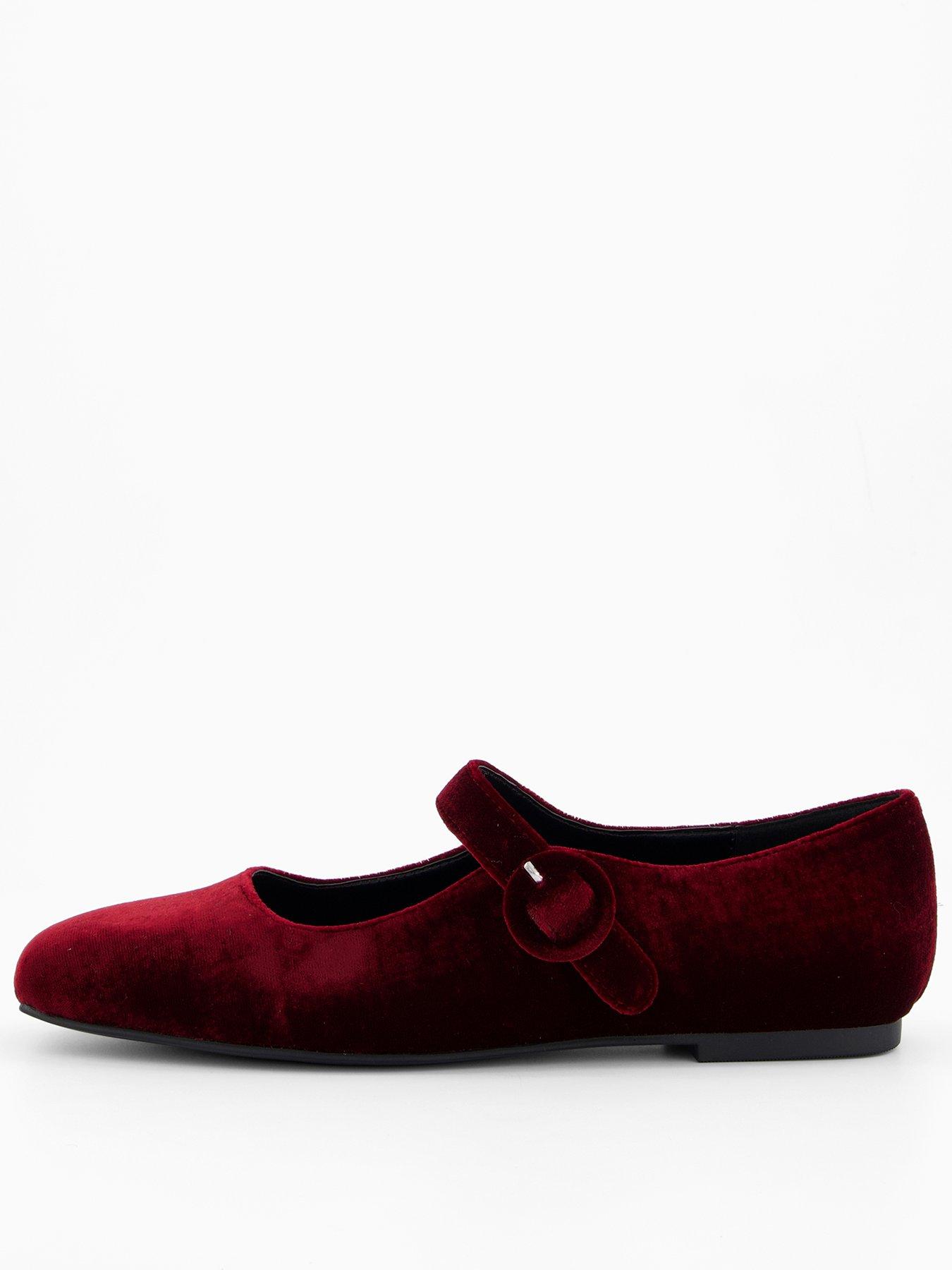 V by Very Velvet Ballet Pumps - Red Velvet