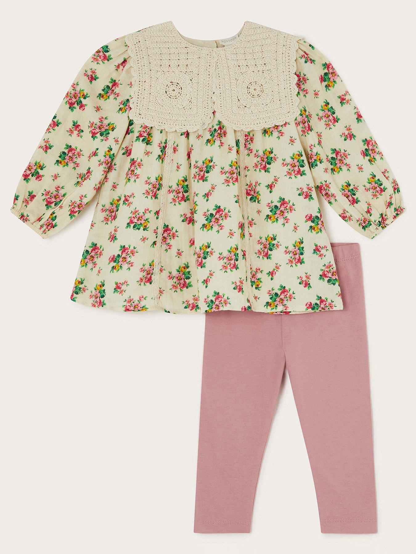 undefined Baby Girls Rosanna Gauzes Blouse & Legging Set - Ivory