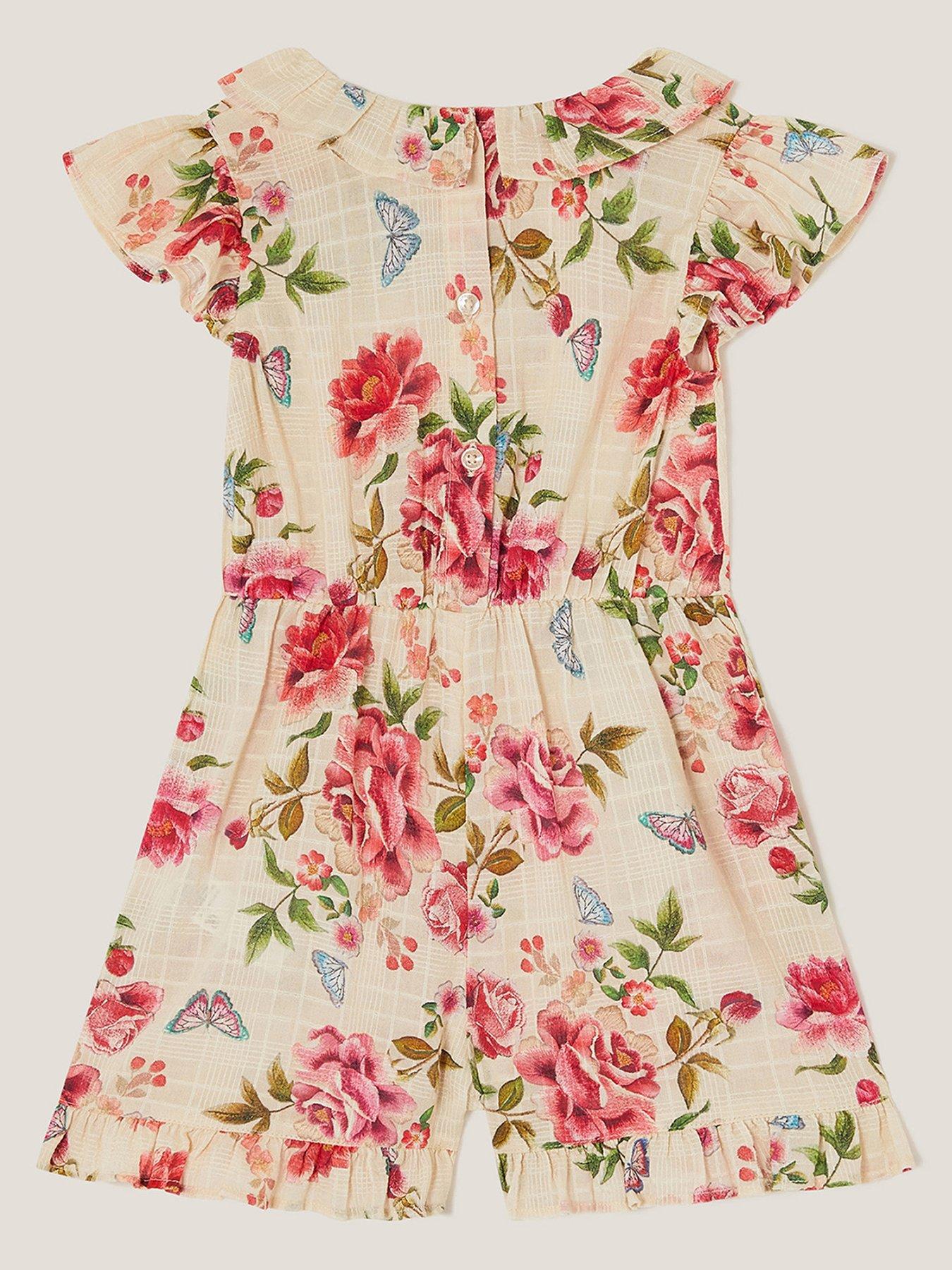 Image 2 of 3 of Monsoon Baby Girls Artisan Rose Romper - Ivory