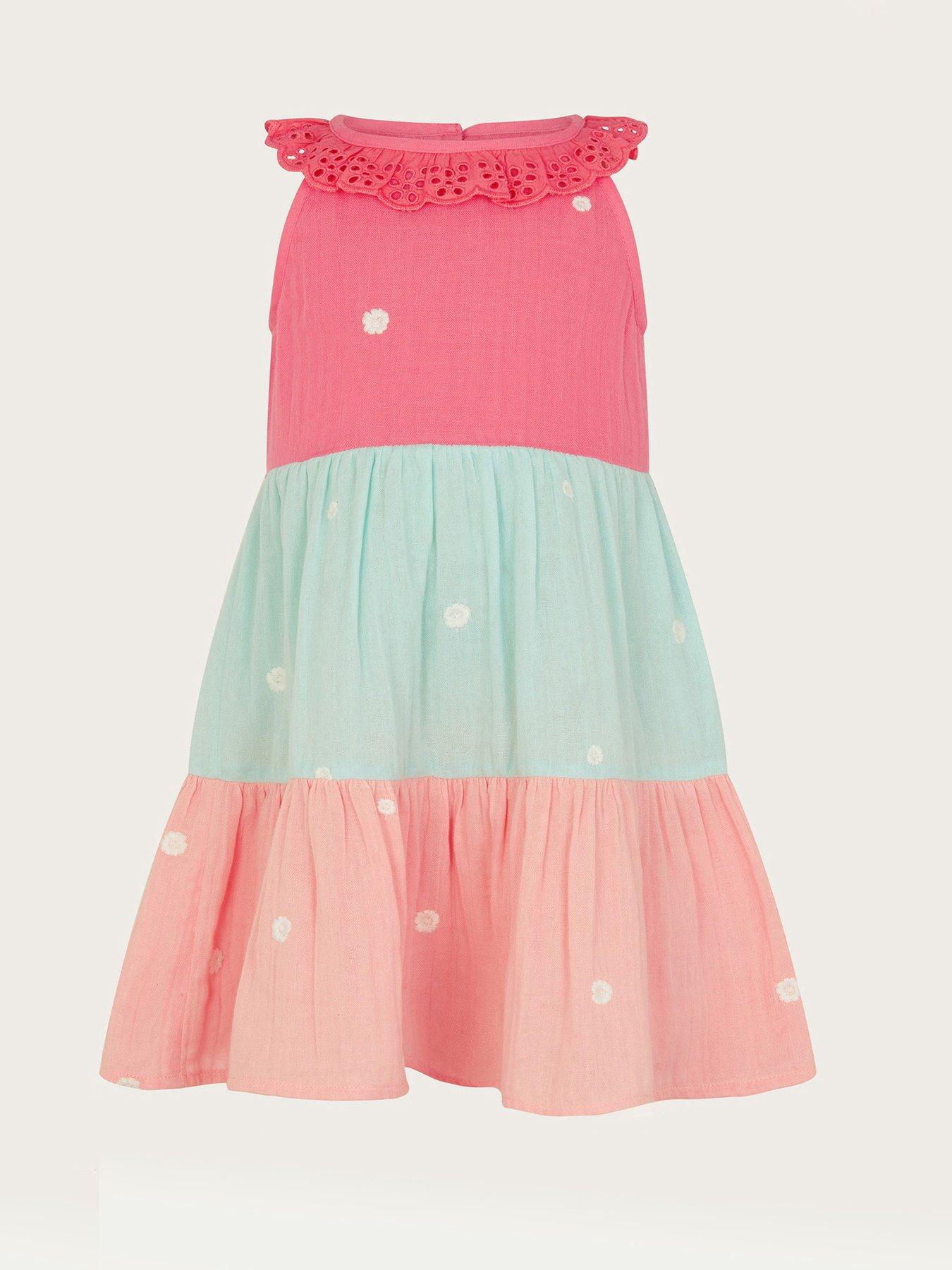 Image 2 of 4 of Monsoon Baby Girls Floral Embroidered Tiered Dress - Multi