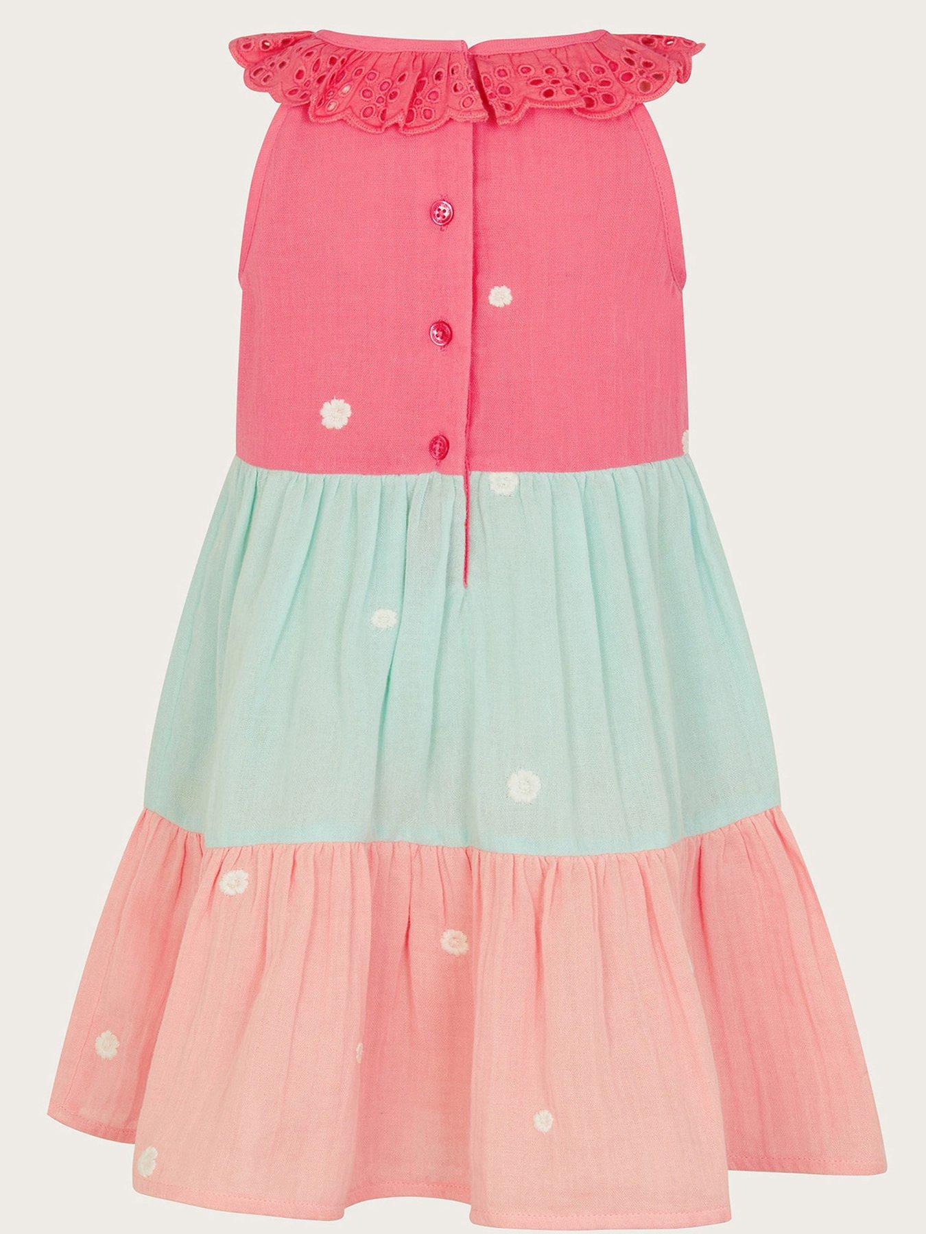 Image 3 of 4 of Monsoon Baby Girls Floral Embroidered Tiered Dress - Multi