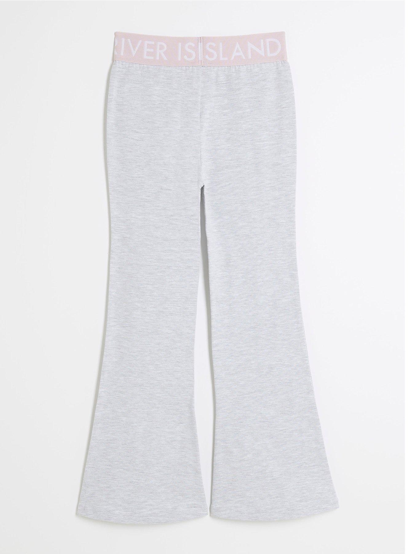 Image 2 of 4 of River Island Girls Ri Waistband Flared Trousers - Pink