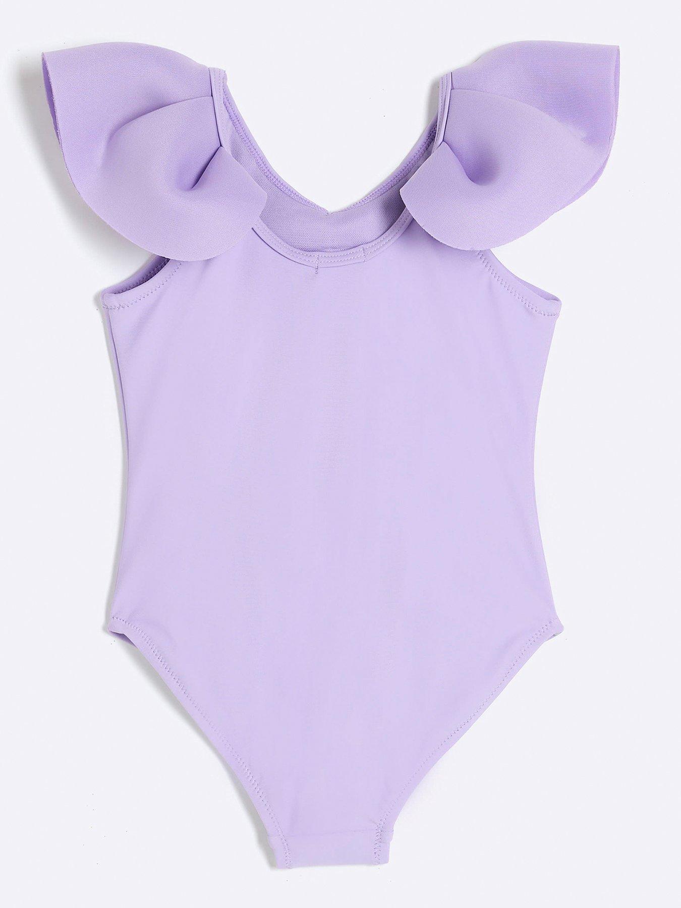 Image 2 of 4 of River Island Mini Mini Girls Shell Charm Swimsuit - Blue