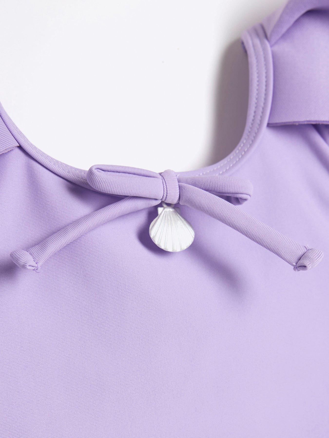 Image 3 of 4 of River Island Mini Mini Girls Shell Charm Swimsuit - Blue