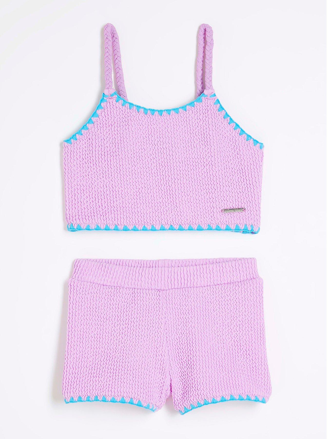 River Island Mini Mini Girls Textured Bikini Top Set - Purple