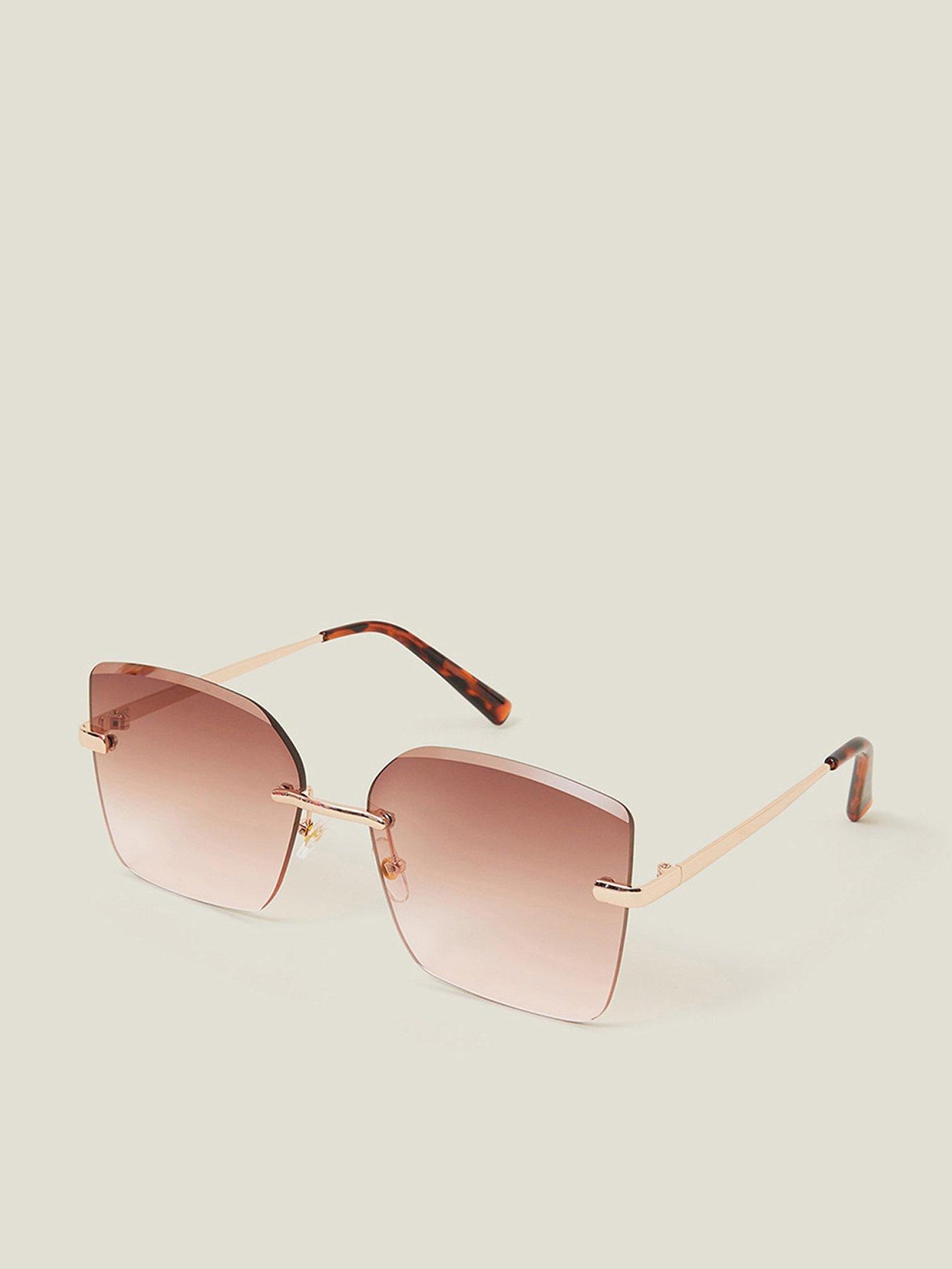 Image 1 of 3 of Accessorize Oversized Smokey Lense Sunglasses - Gold