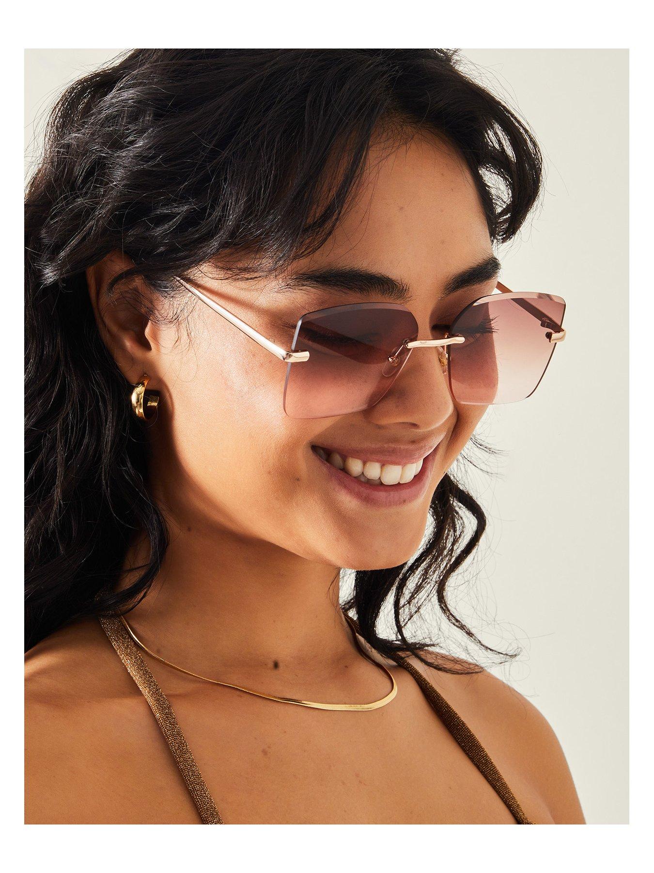 Image 2 of 3 of Accessorize Oversized Smokey Lense Sunglasses - Gold