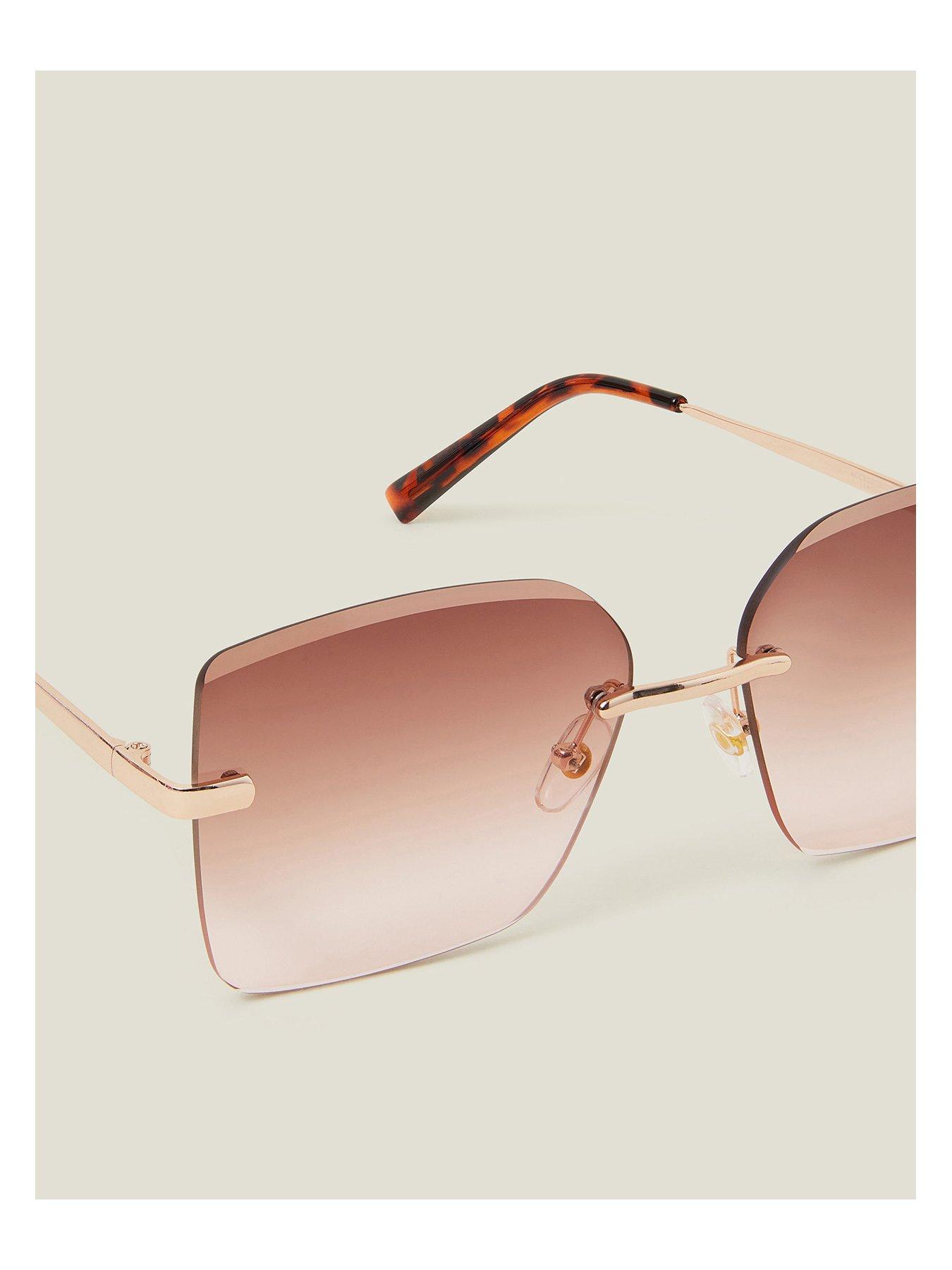 Image 3 of 3 of Accessorize Oversized Smokey Lense Sunglasses - Gold