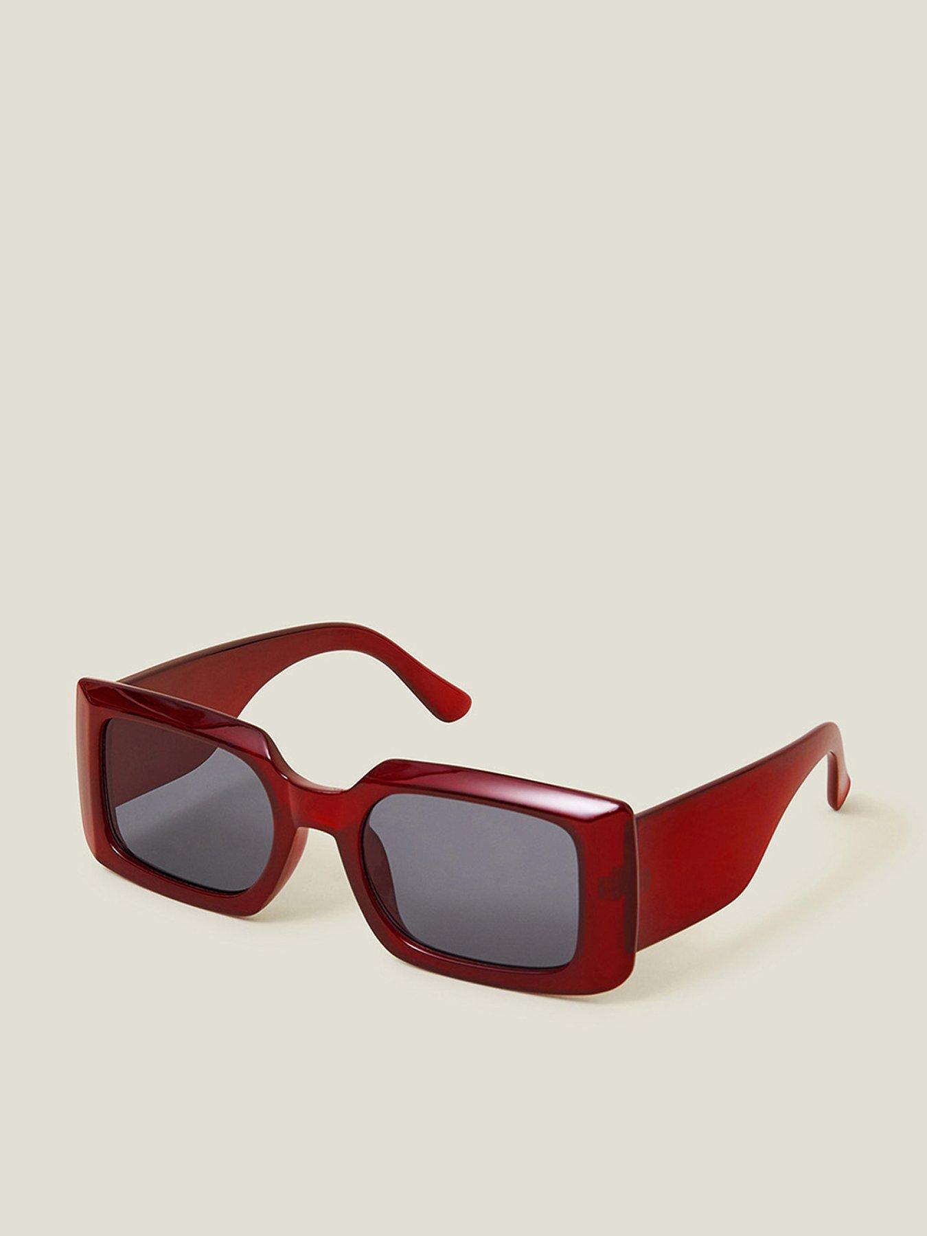 undefined Burgundy Chunky Rectangle Sunglasses - Burgundy