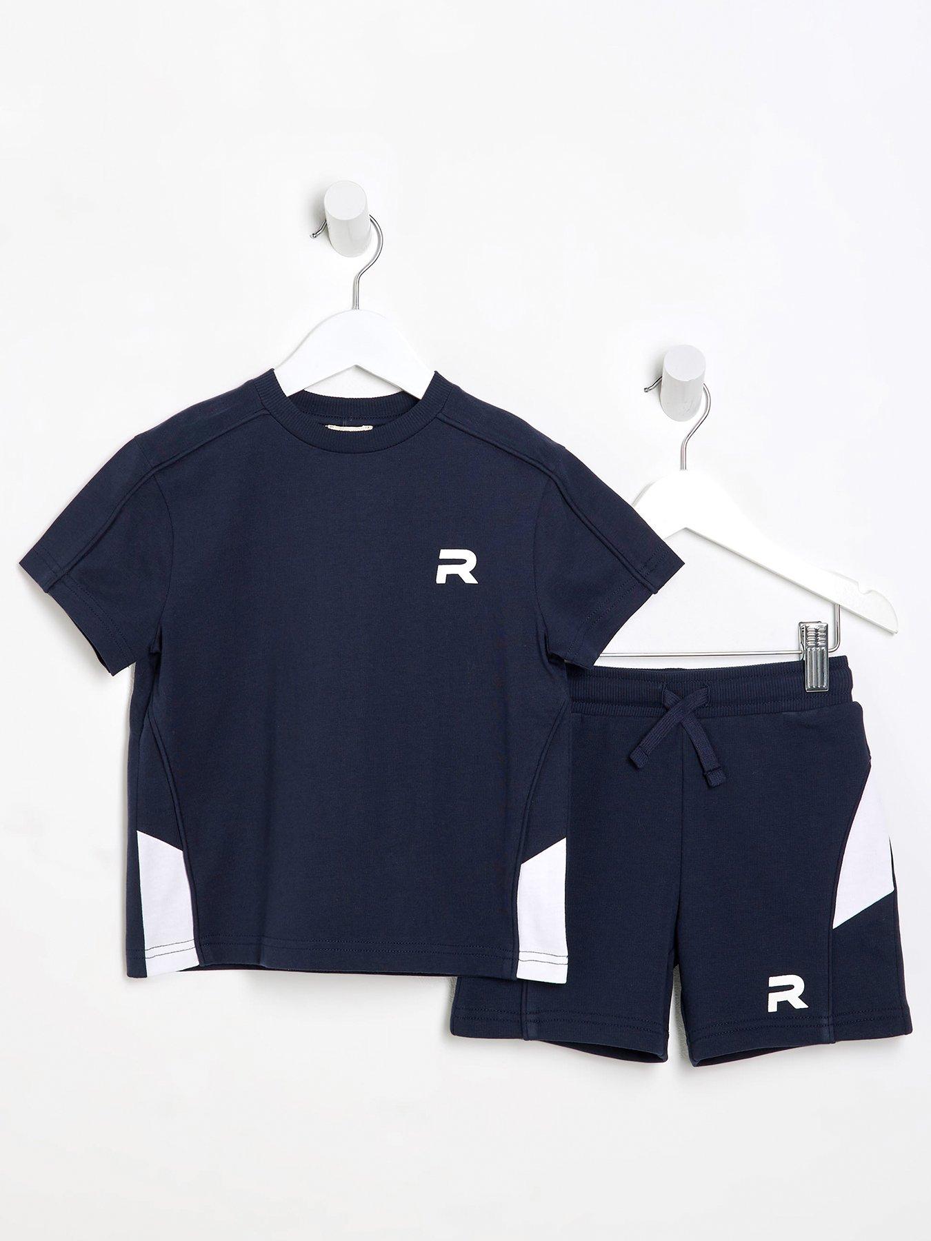 undefined Mini Boys Piped T-shirt And Shorts Set - Navy