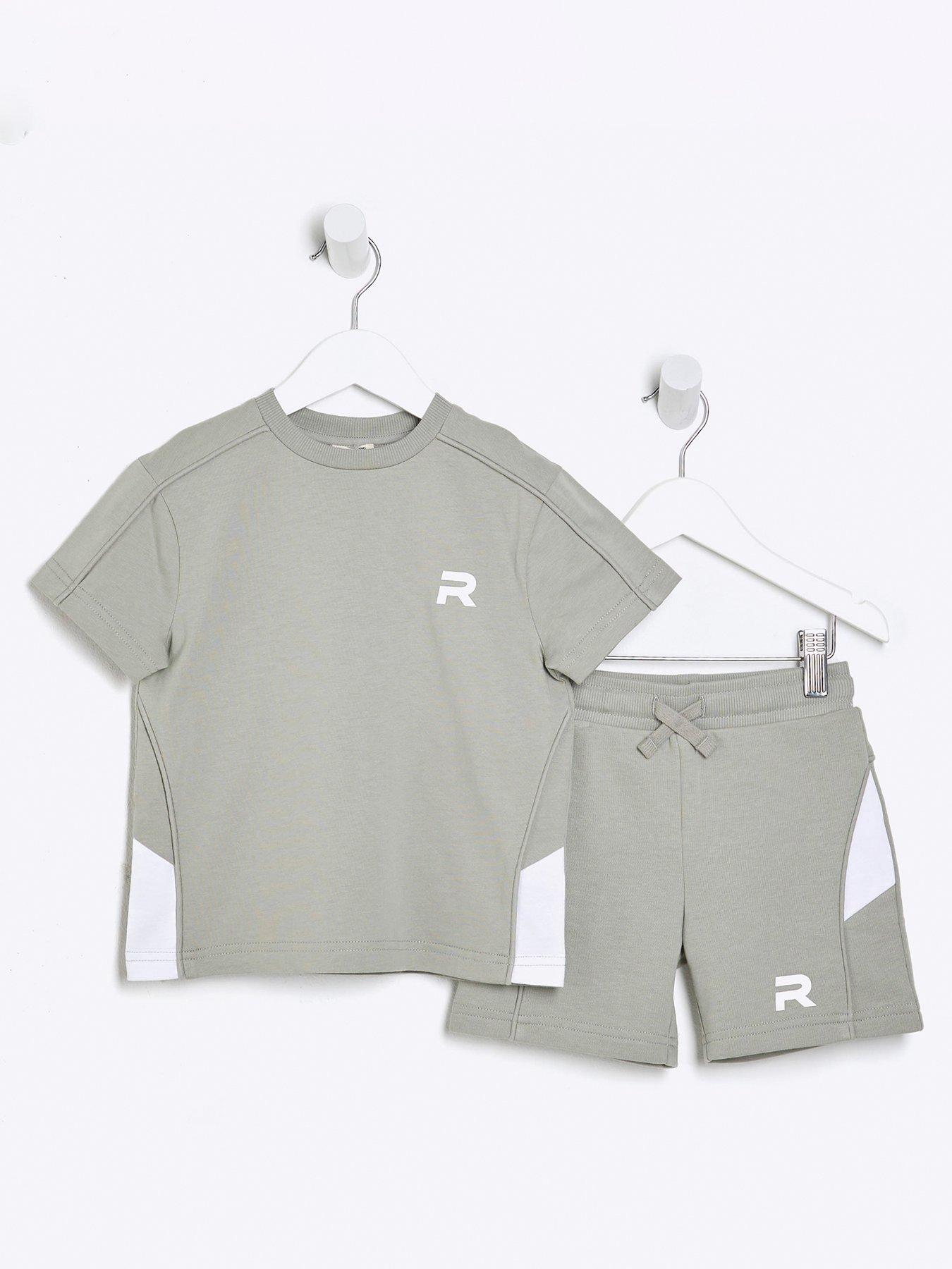 undefined Mini Boys Piped T-shirt And Shorts Set - Khaki