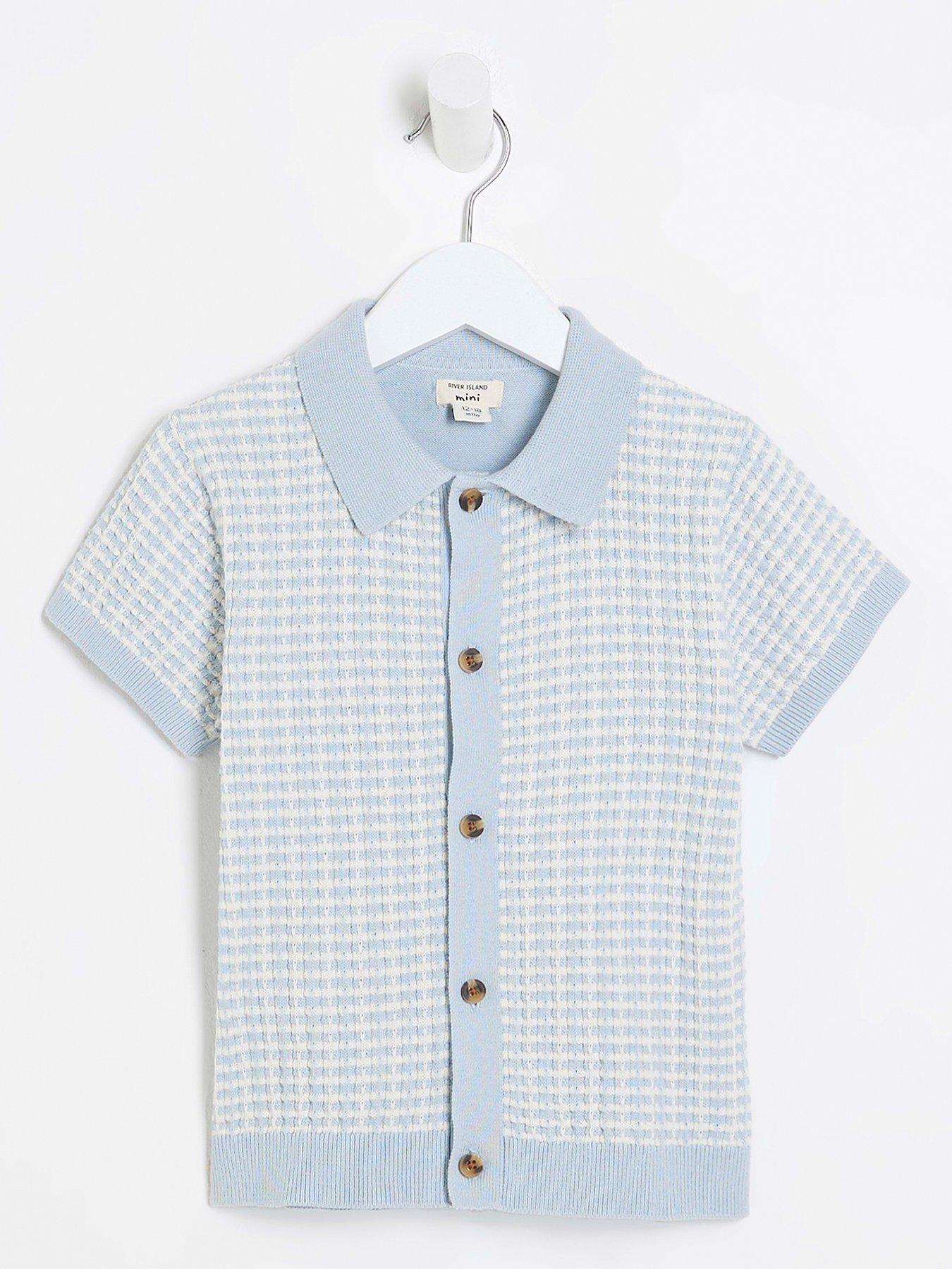 undefined Boys Textured Revere Polo Shirt - Blue