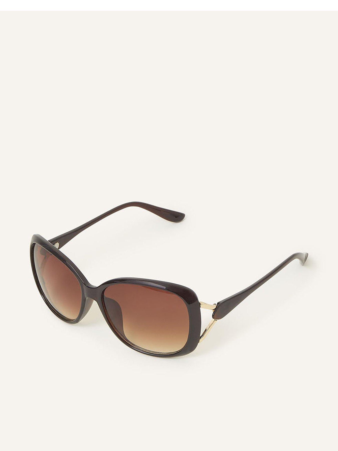 undefined Metal Detail Wrap Sunglasses - Tortoise Shell