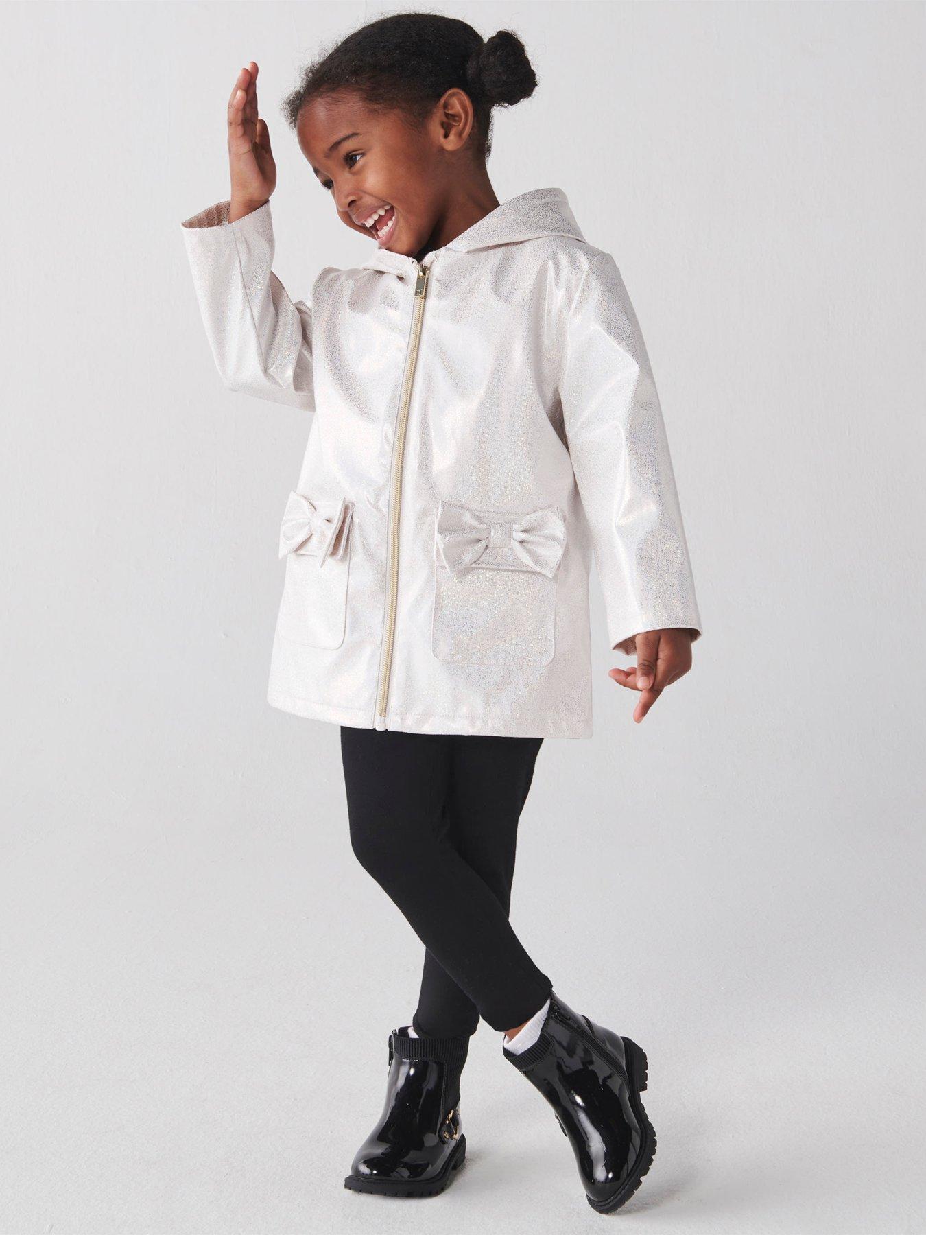 undefined Girls Bow Rain Mac - White
