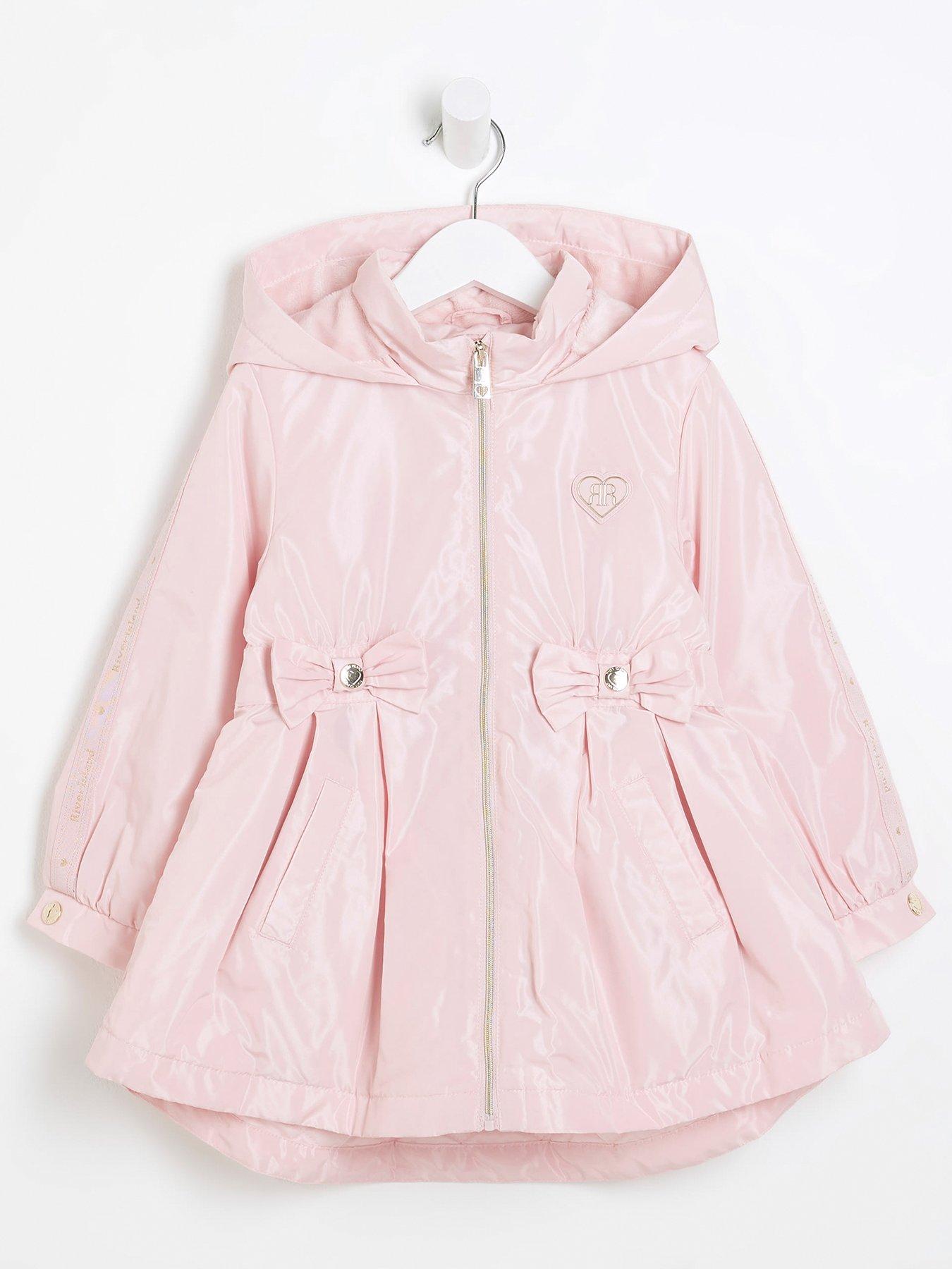 undefined Mini Girls Cinched Frill Raincoat - Light Pink