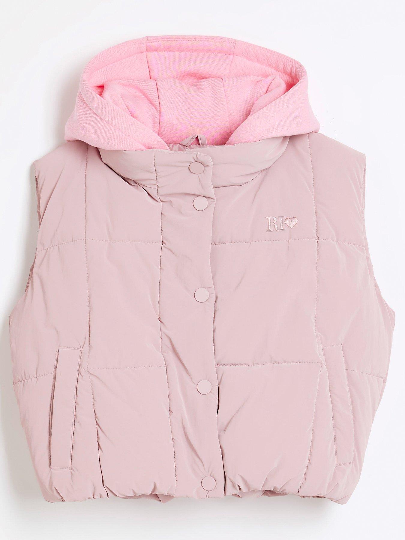undefined Girls Padded Hooded Gilet - Pink