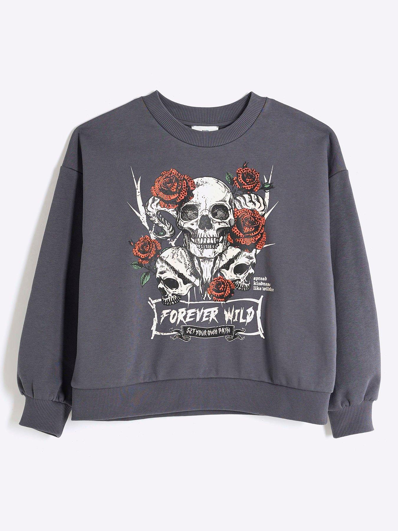 undefined Girls Forever Wild Graphic Sweat - Light Grey