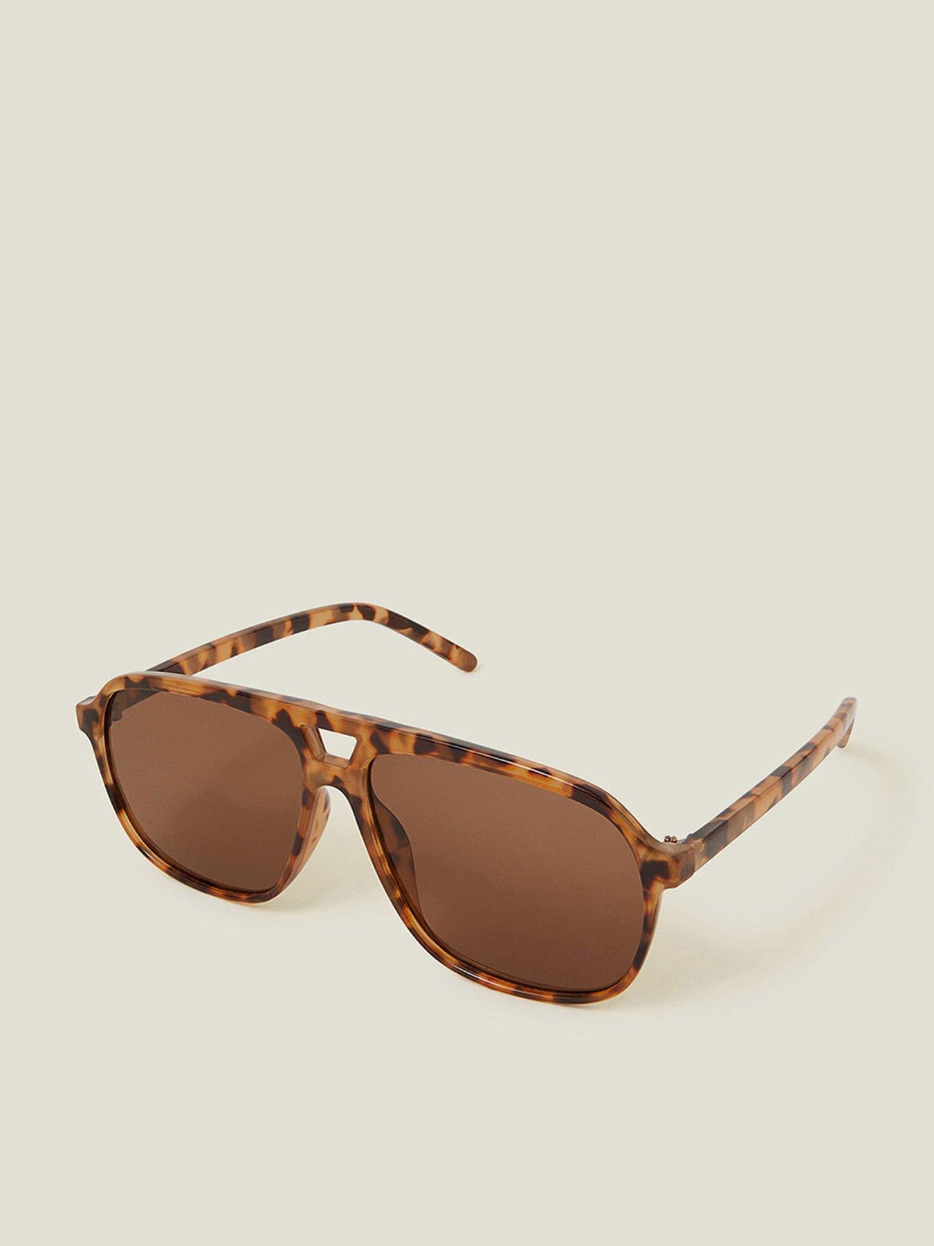 undefined Tort Resin Retro Aviator Sunglasses - Tortoise Shell