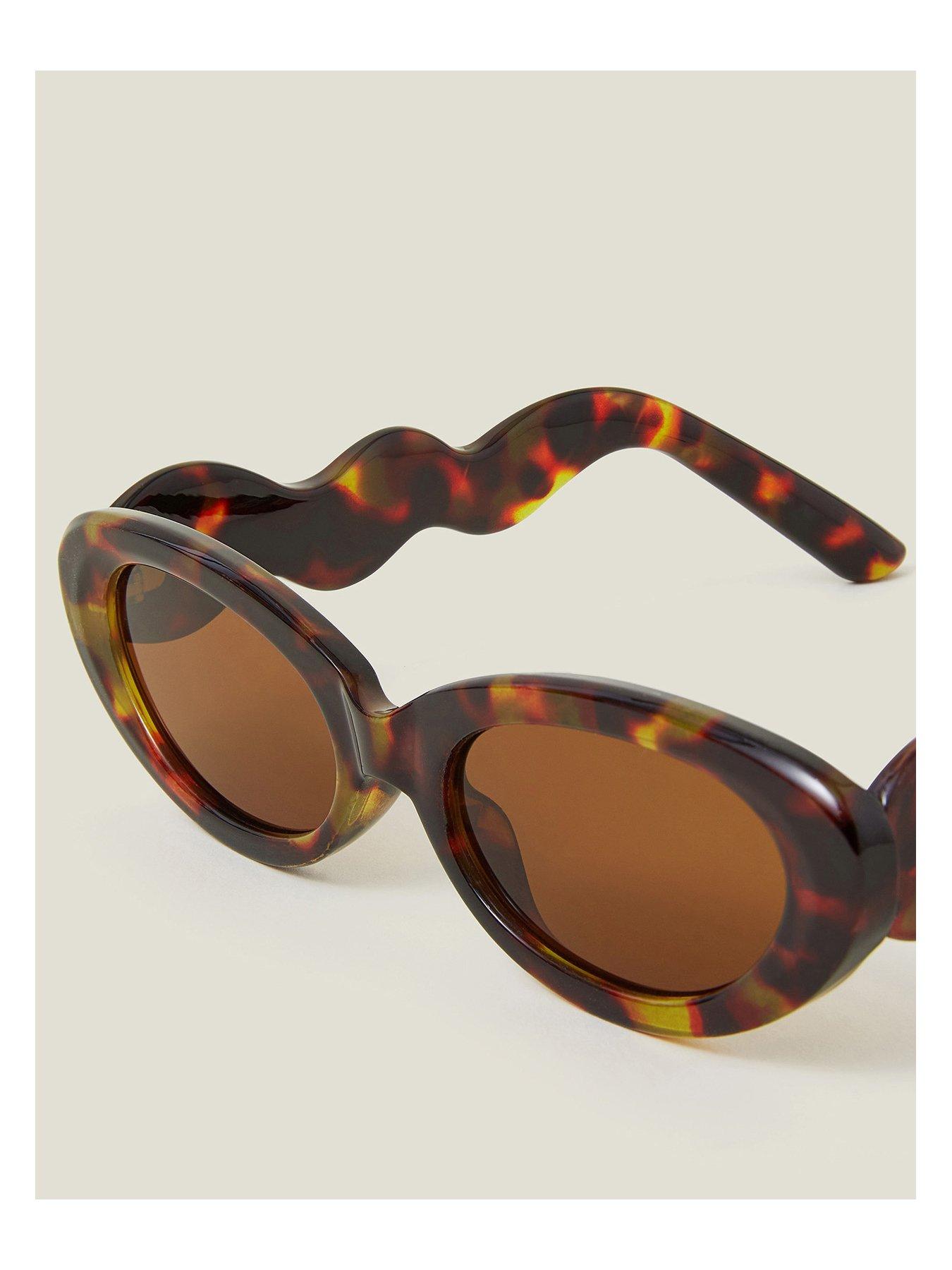 Image 3 of 3 of Accessorize Oval Bubble Tort Wavy Sunglasses - Tortoise Shell