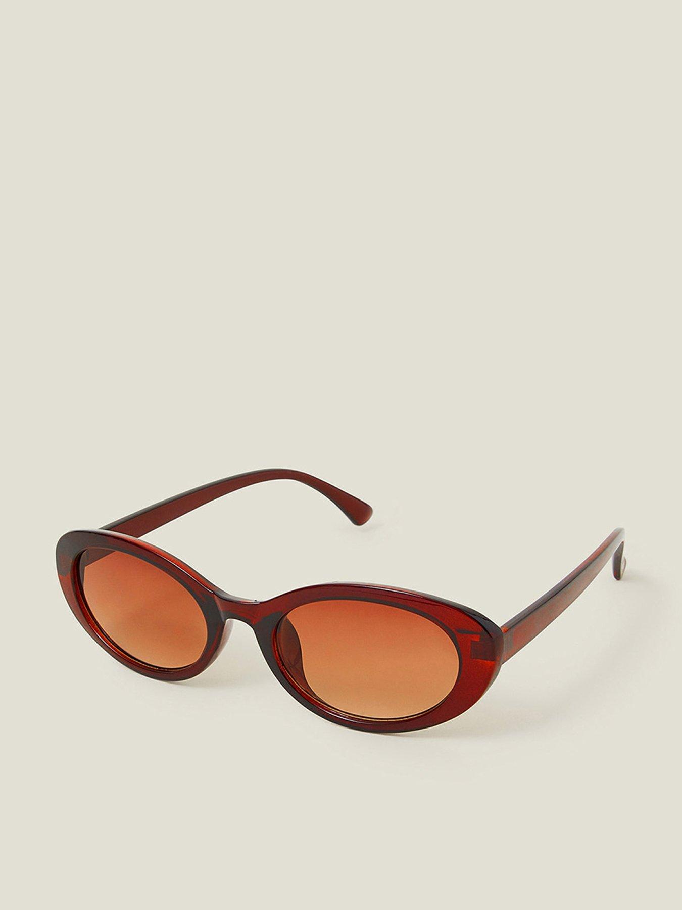 undefined Oval Brown Sunglasses - Brown