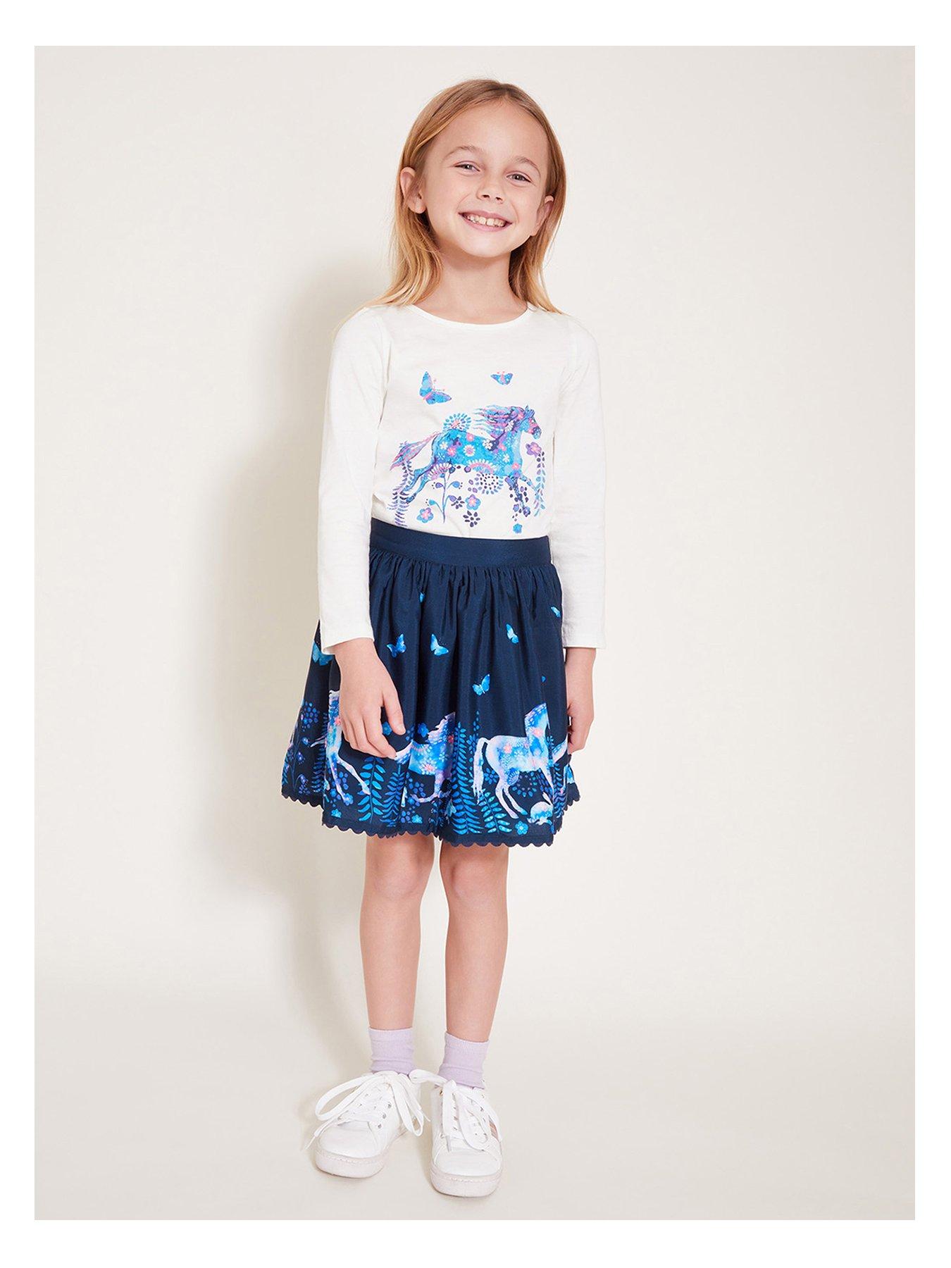 undefined Girls Horse Print Skirt - Navy