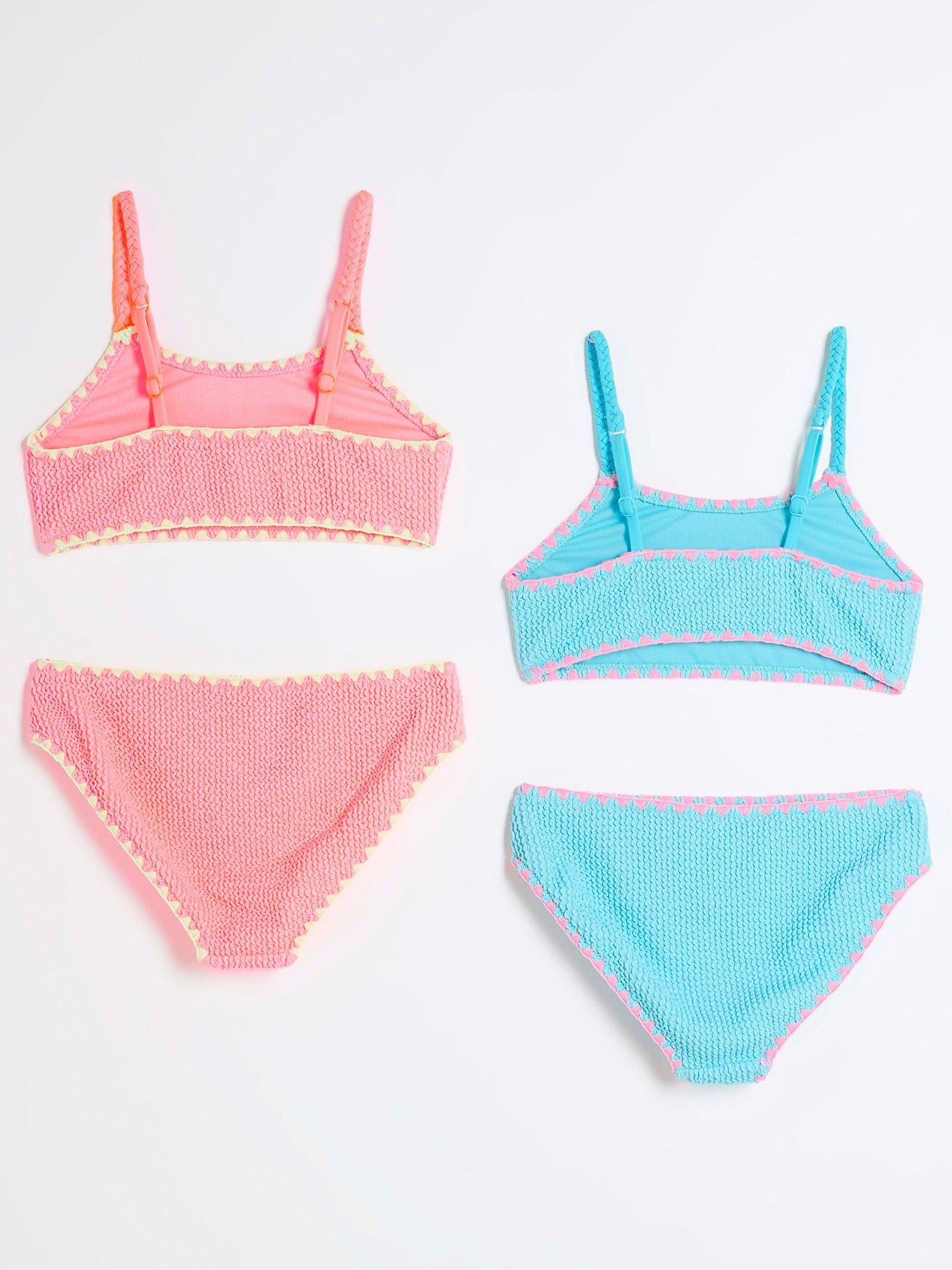 Image 2 of 4 of River Island Girls Textured Bikini Set 2 Pack - Multi