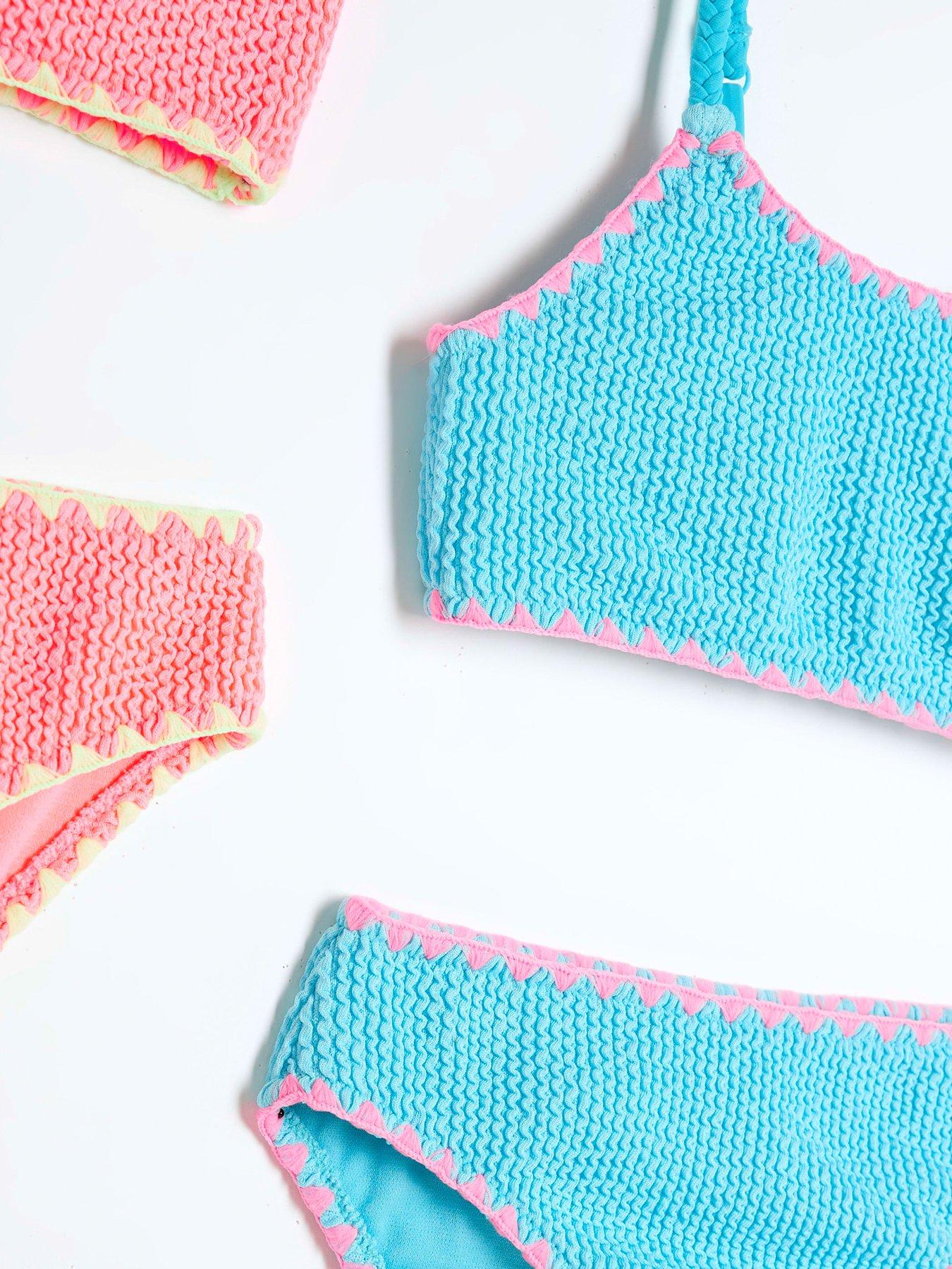Image 4 of 4 of River Island Girls Textured Bikini Set 2 Pack - Multi