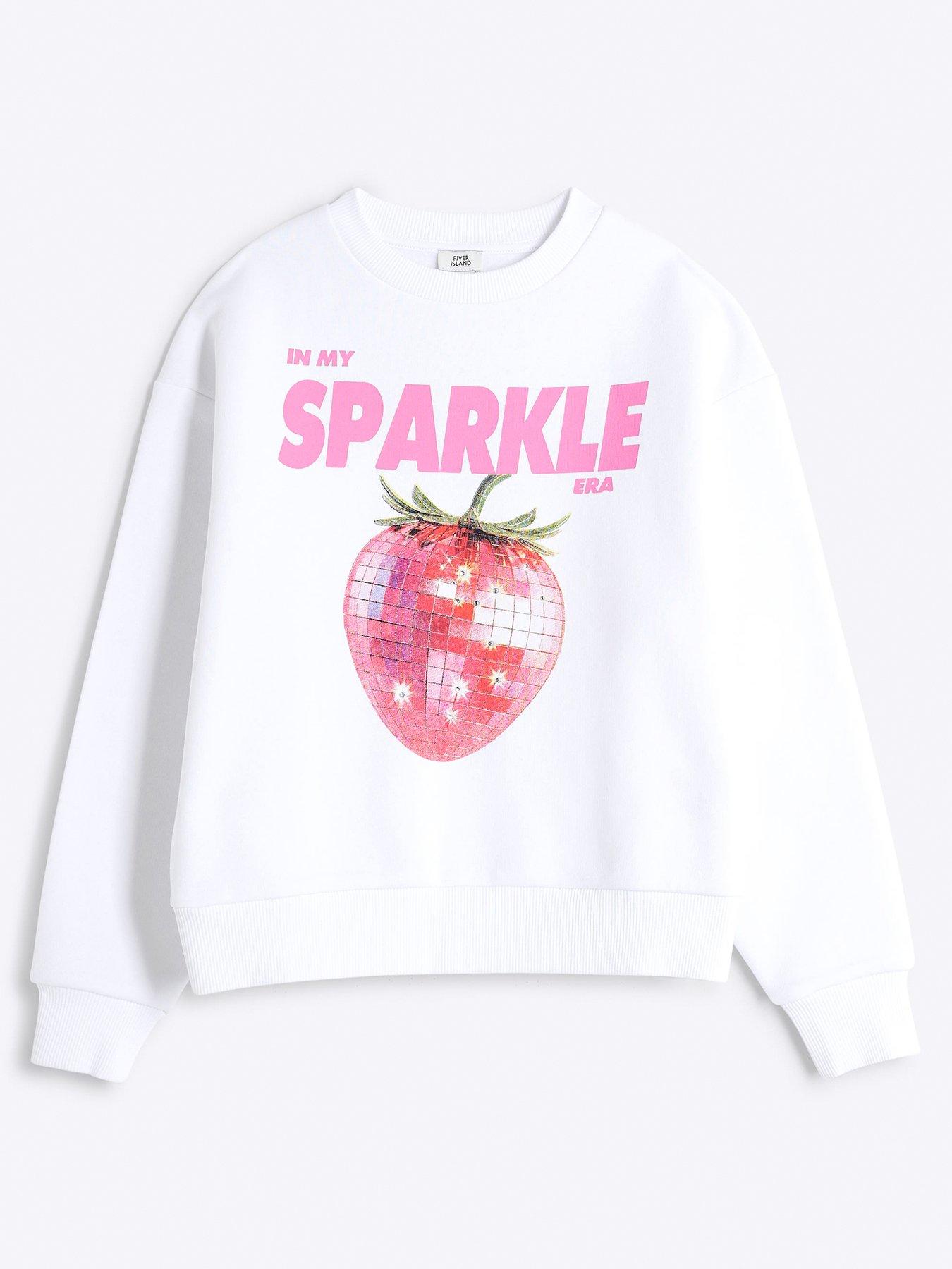 undefined Girls Disco Strawberry Sweatshirt - White