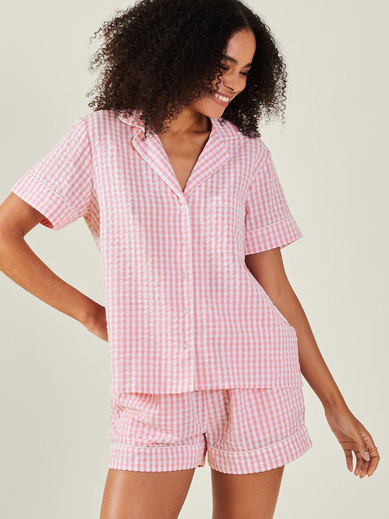 undefined Gingham Short Pyjama Set - Pink