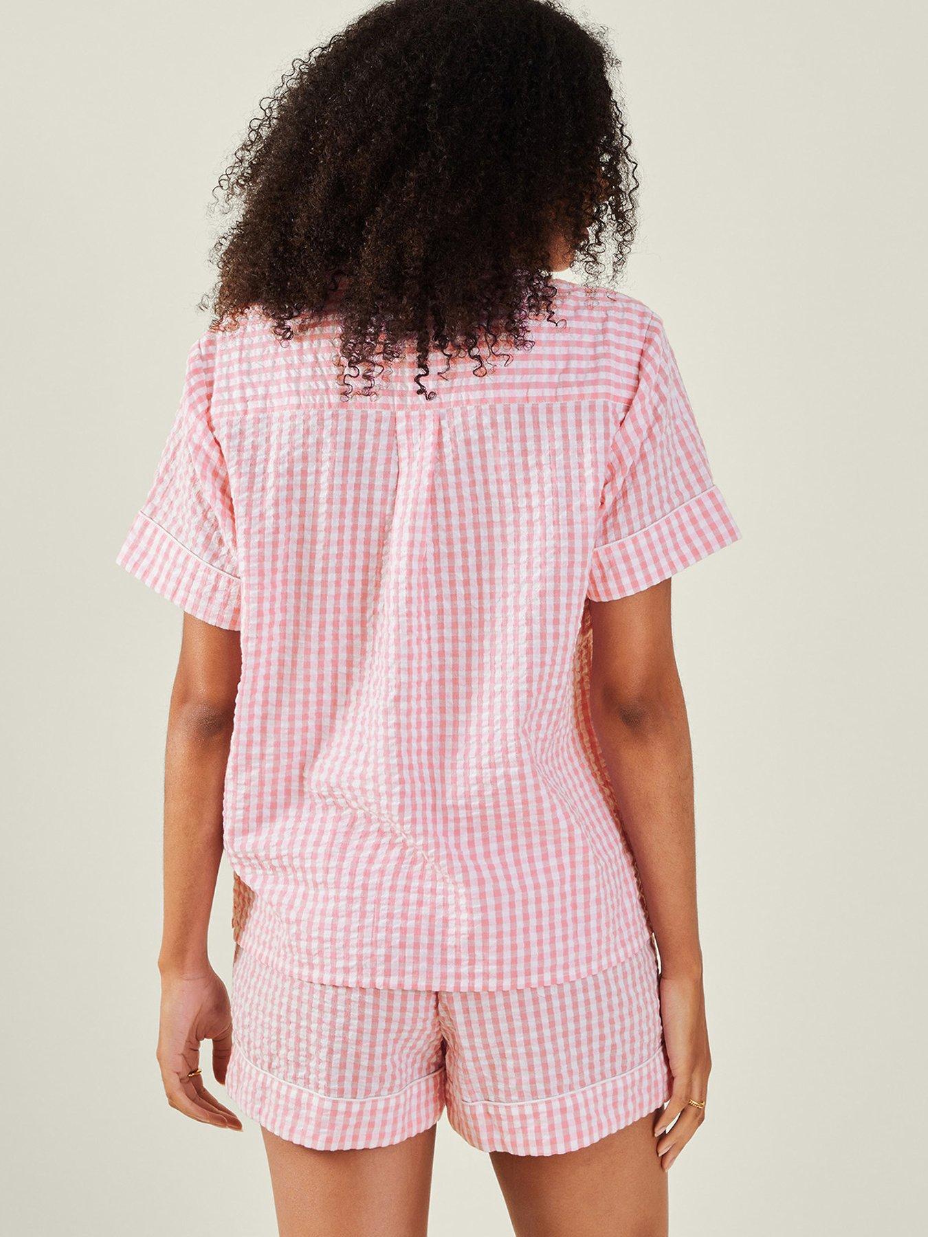 Image 2 of 4 of Accessorize Gingham Short Pyjama Set - Pink