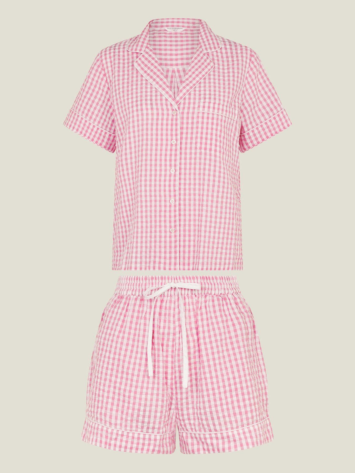 Image 3 of 4 of Accessorize Gingham Short Pyjama Set - Pink