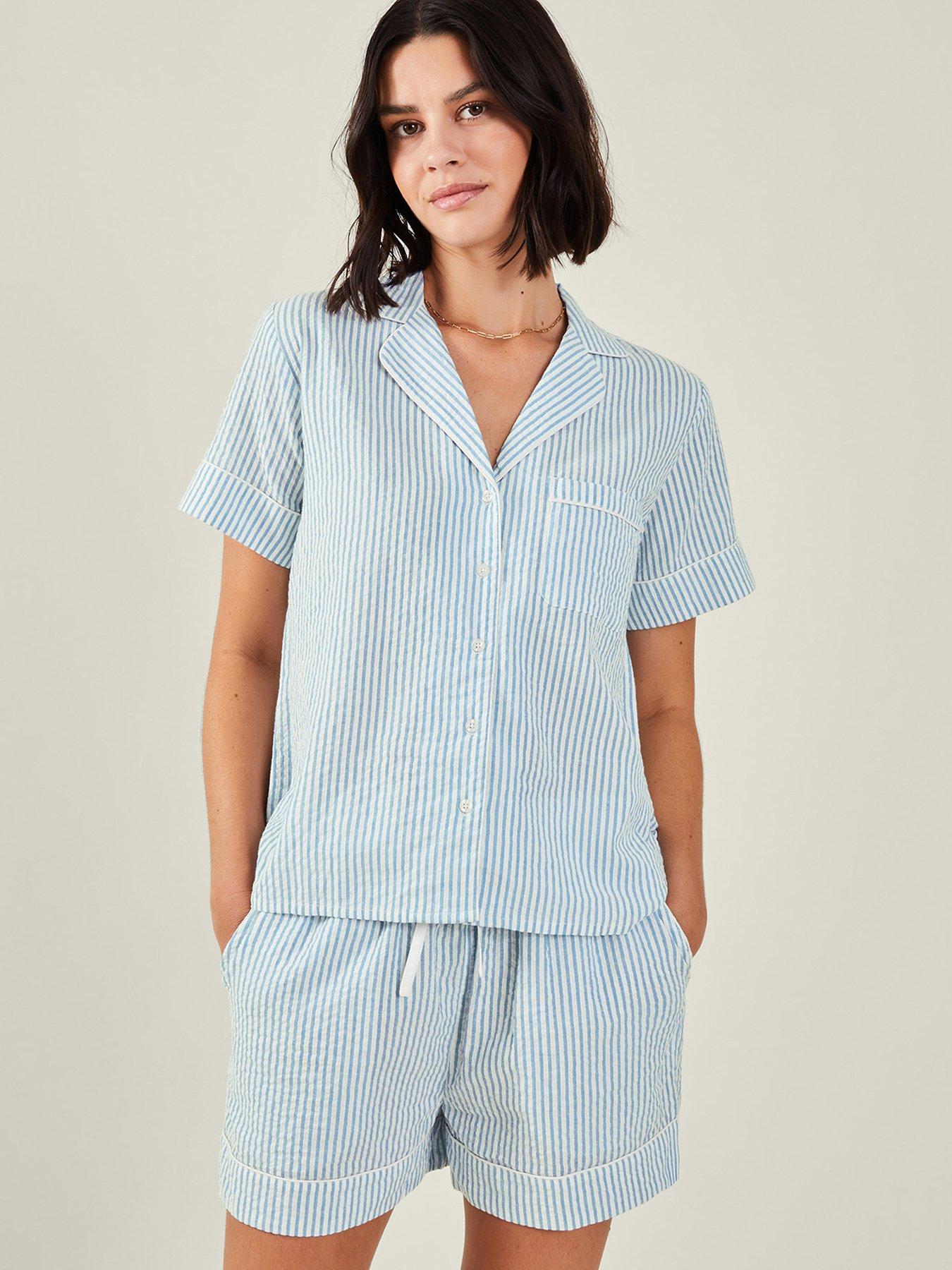 undefined Blue Stripe Short Set - Blue