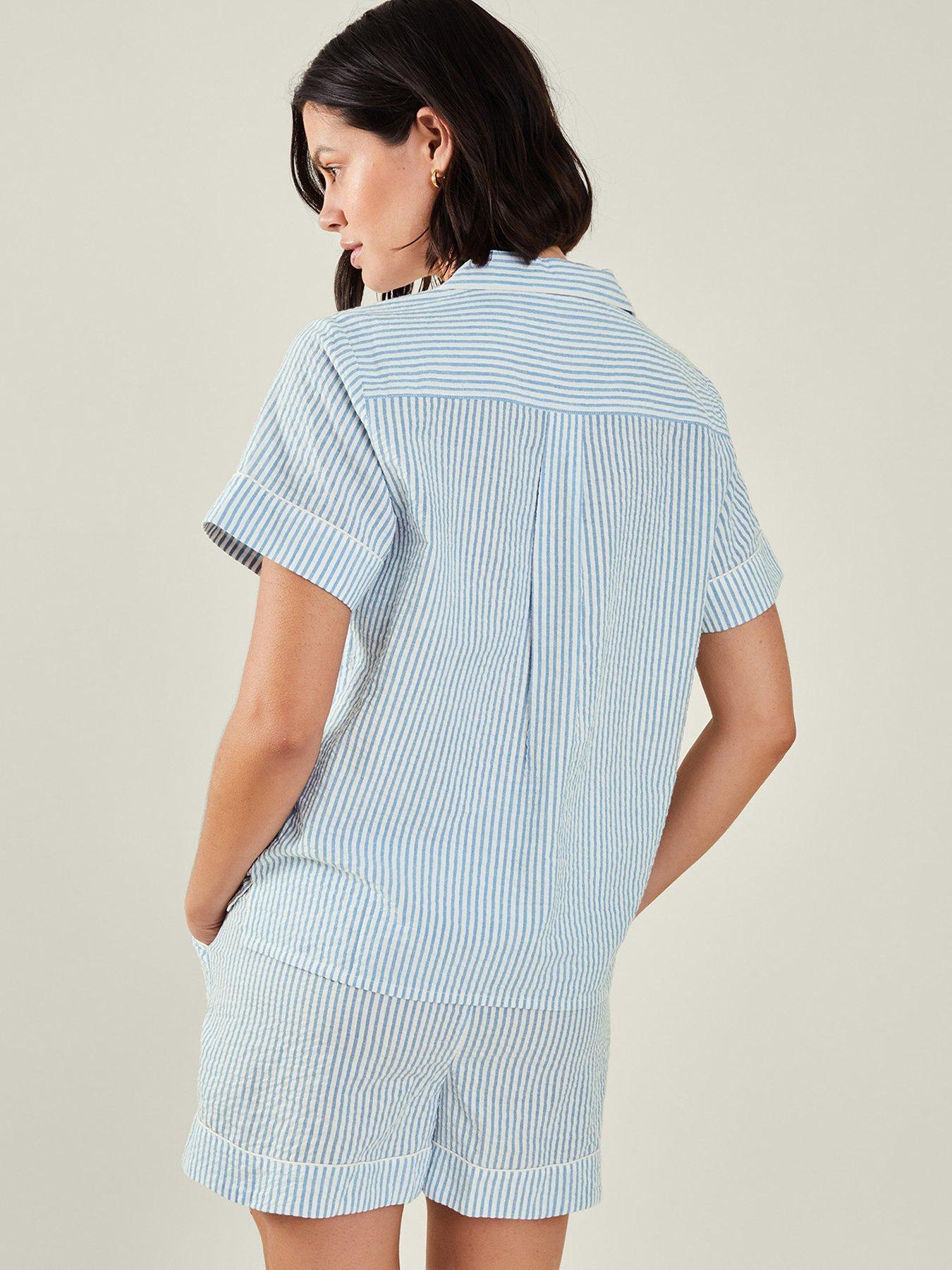 Image 2 of 4 of Accessorize Blue Stripe Short Set - Blue