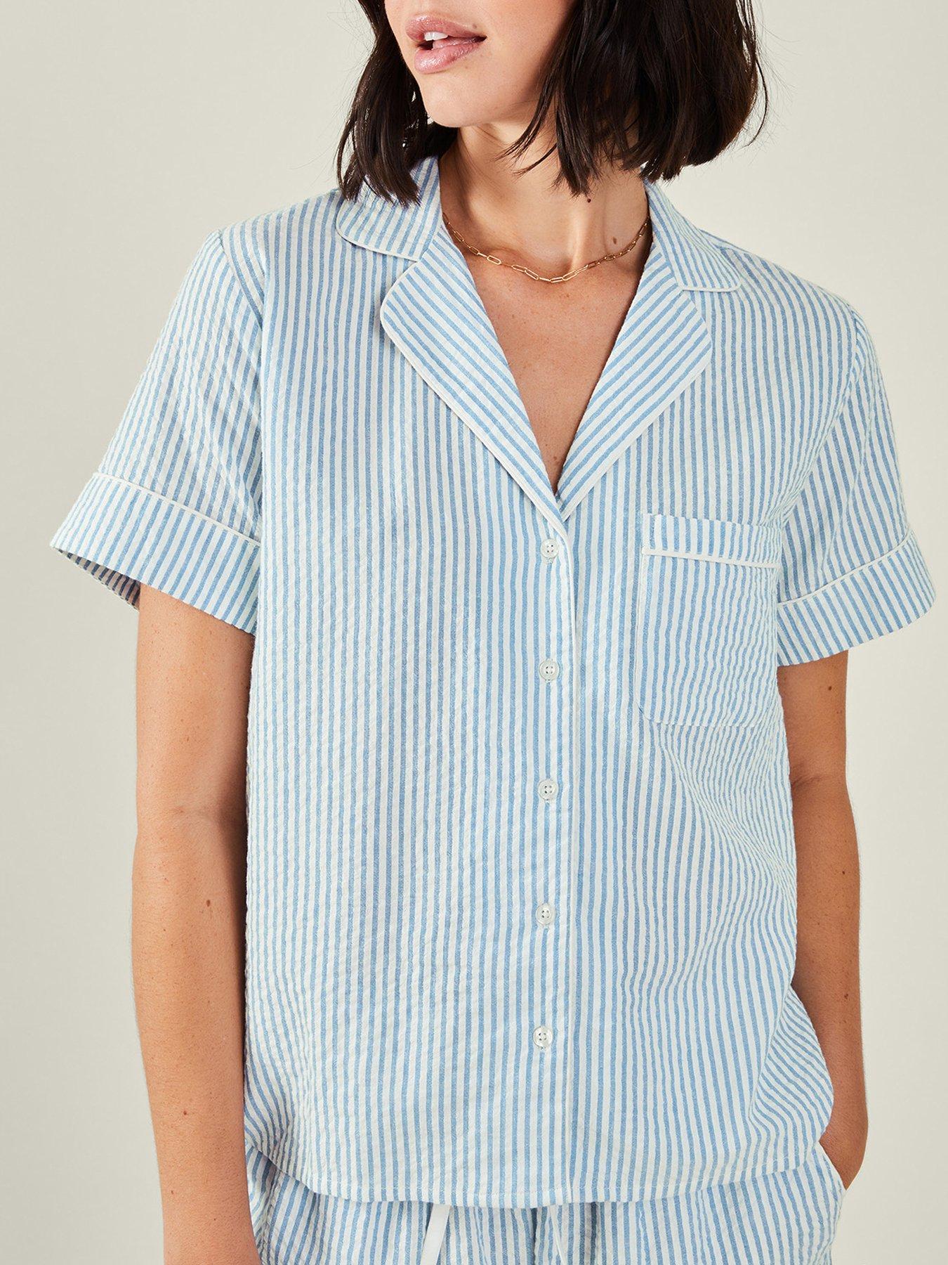 Image 4 of 4 of Accessorize Blue Stripe Short Set - Blue