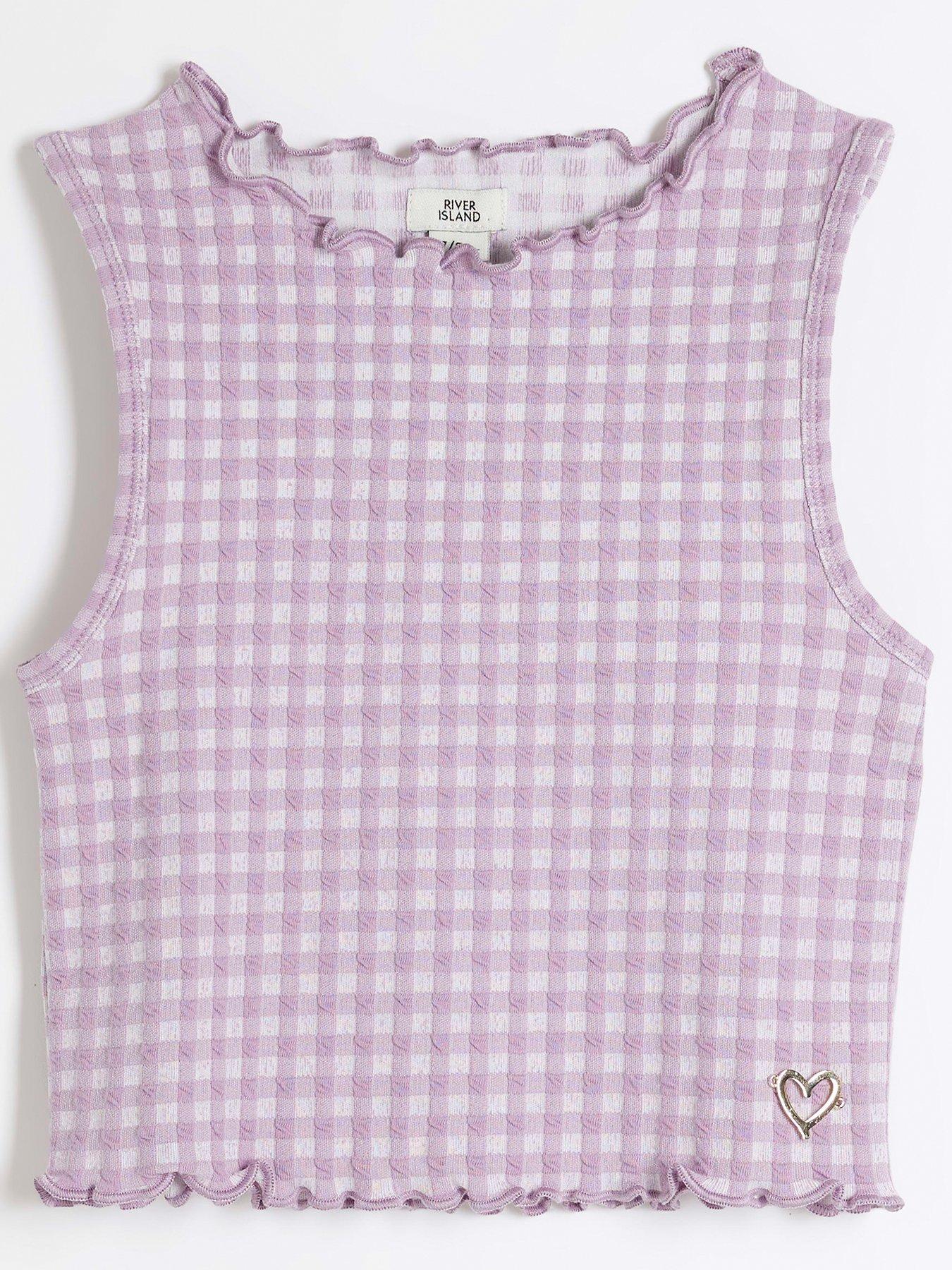 undefined Girls Gingham Tank Top - Purple