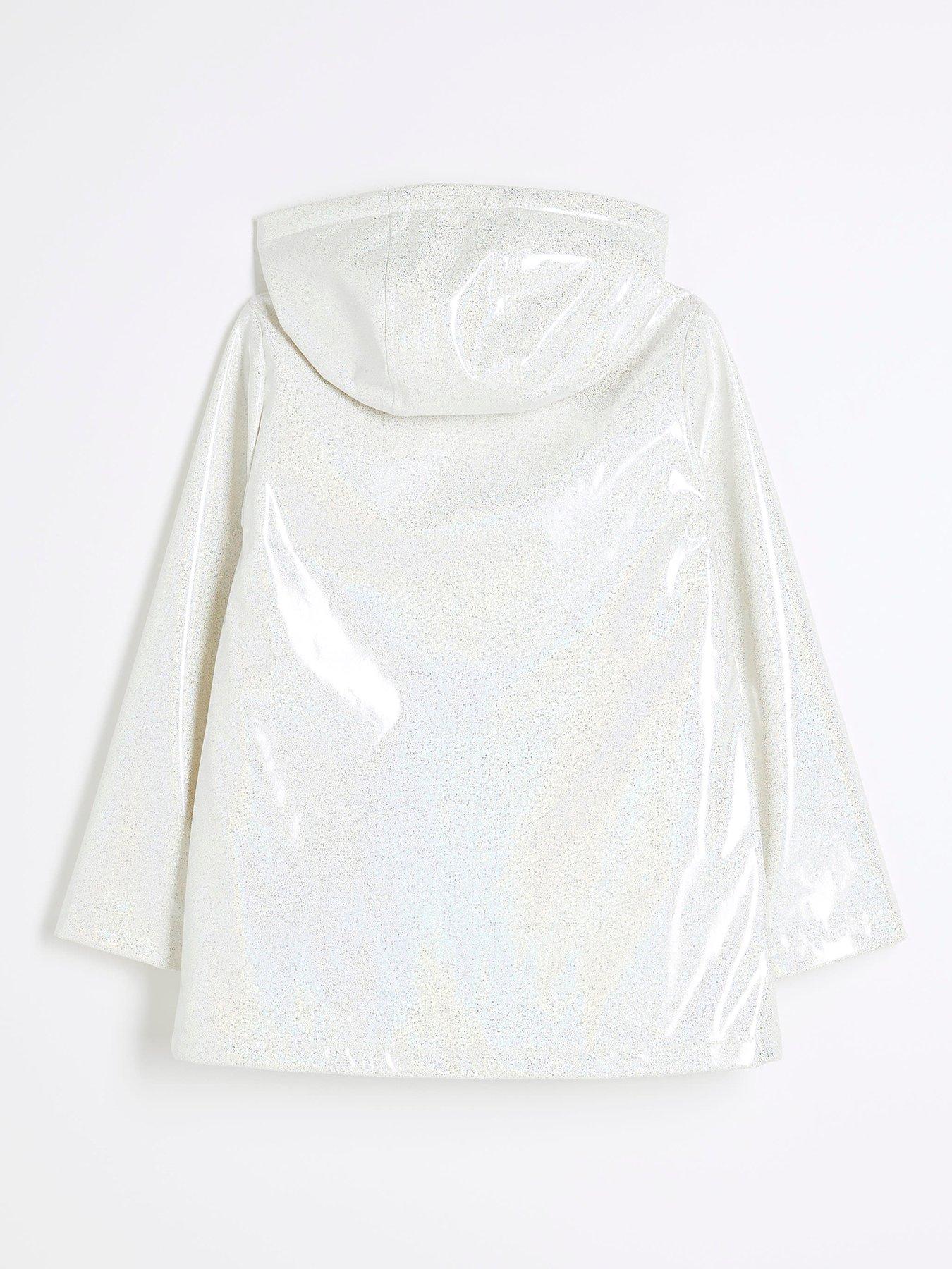 River Island Girls Glitter Rain Mac White Very