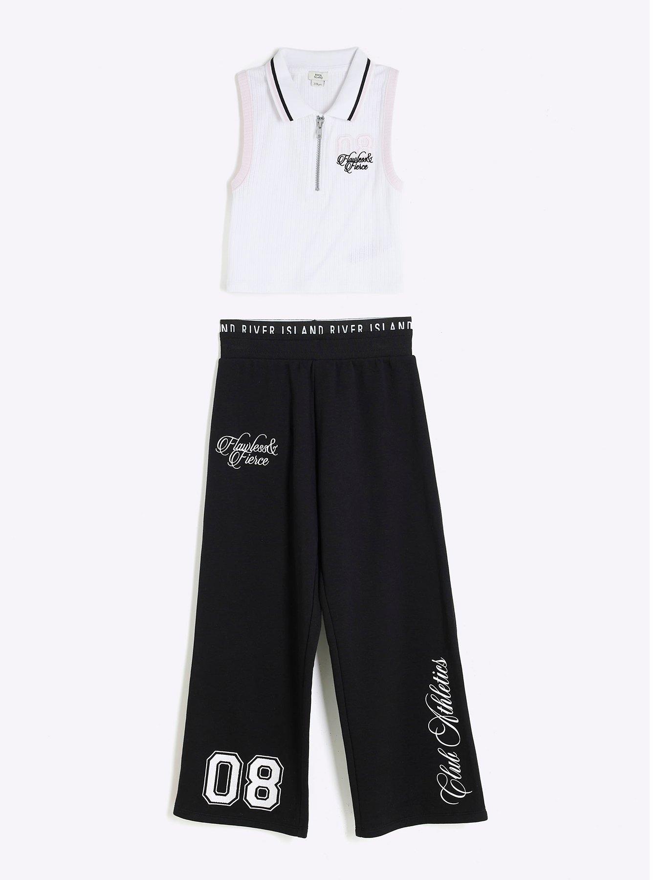 undefined Girls Graffiti Sleeveless Polo Set - Black