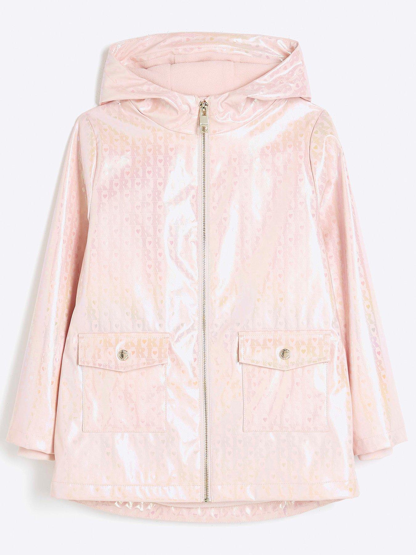 undefined Older Girls Monogram Raincoat - Light Pink
