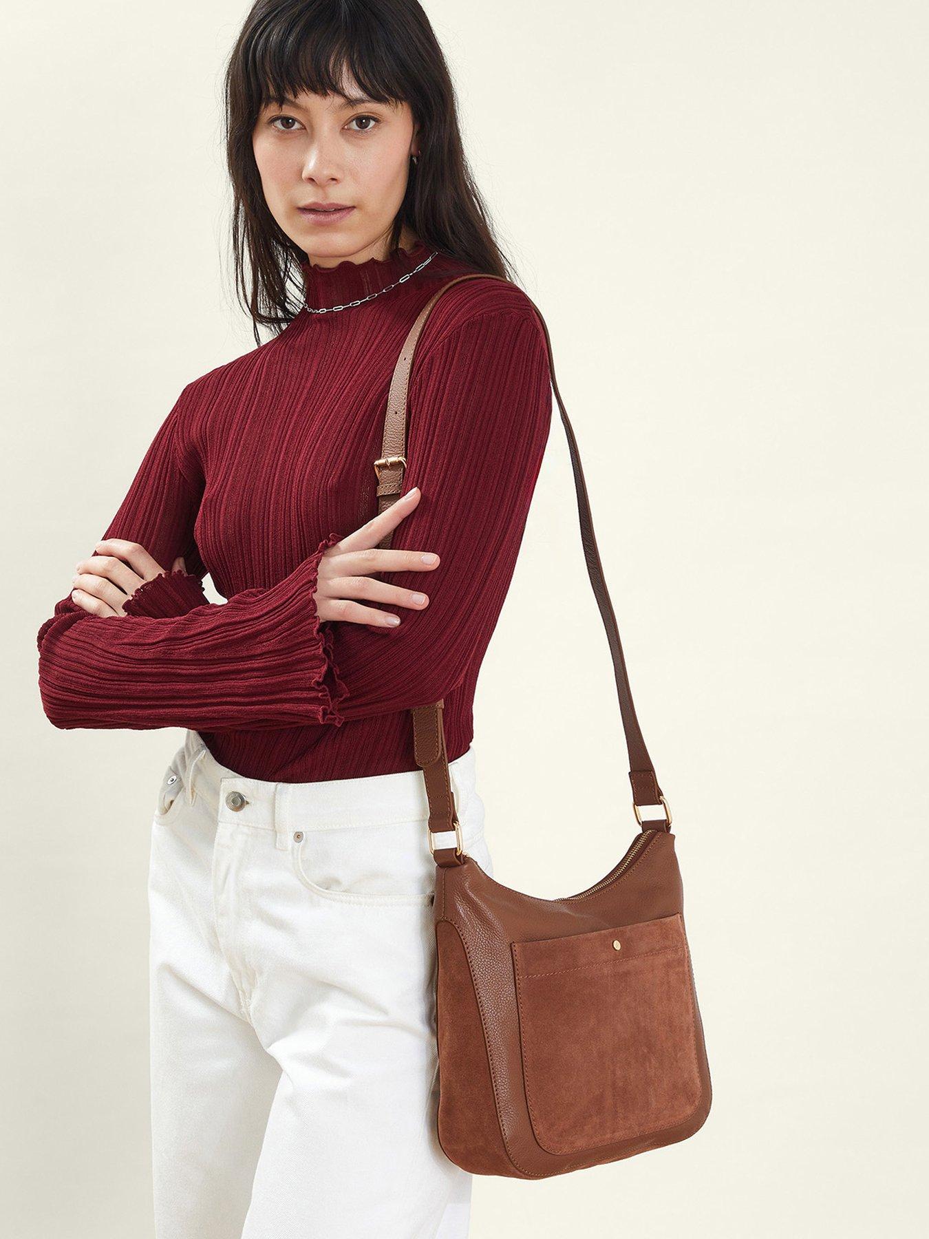 Image 2 of 5 of Accessorize Leather Messenger Bag - Tan