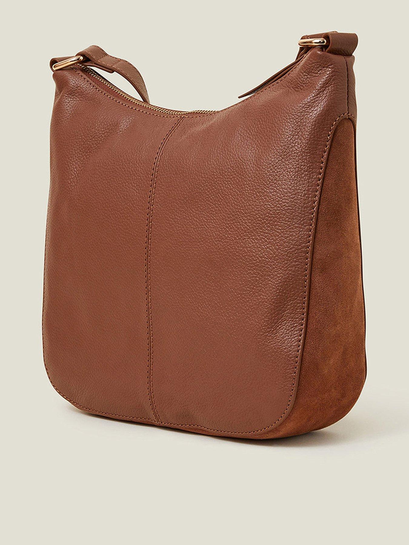 Image 3 of 5 of Accessorize Leather Messenger Bag - Tan