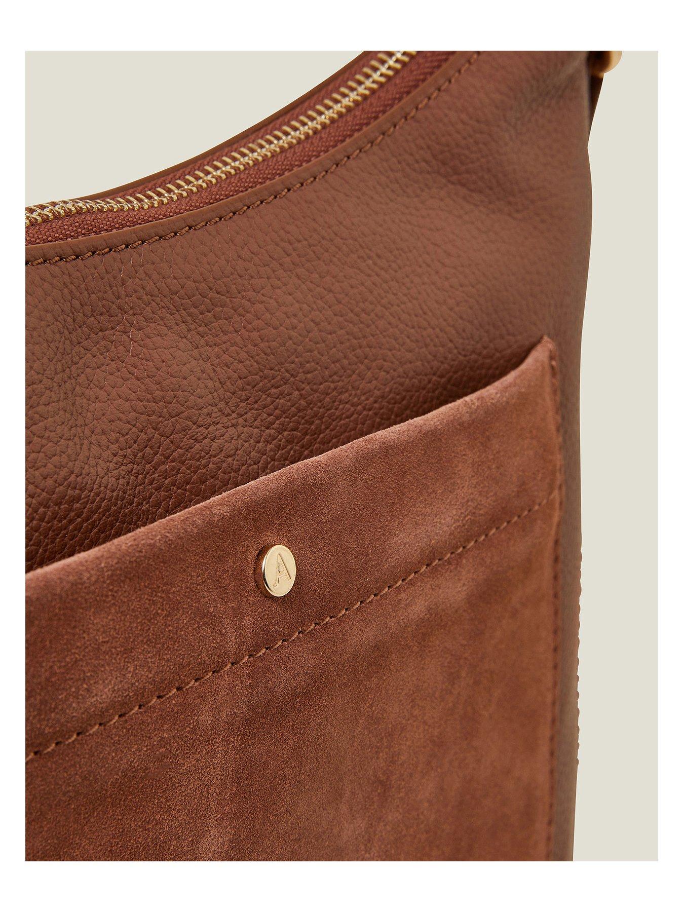 Image 4 of 5 of Accessorize Leather Messenger Bag - Tan