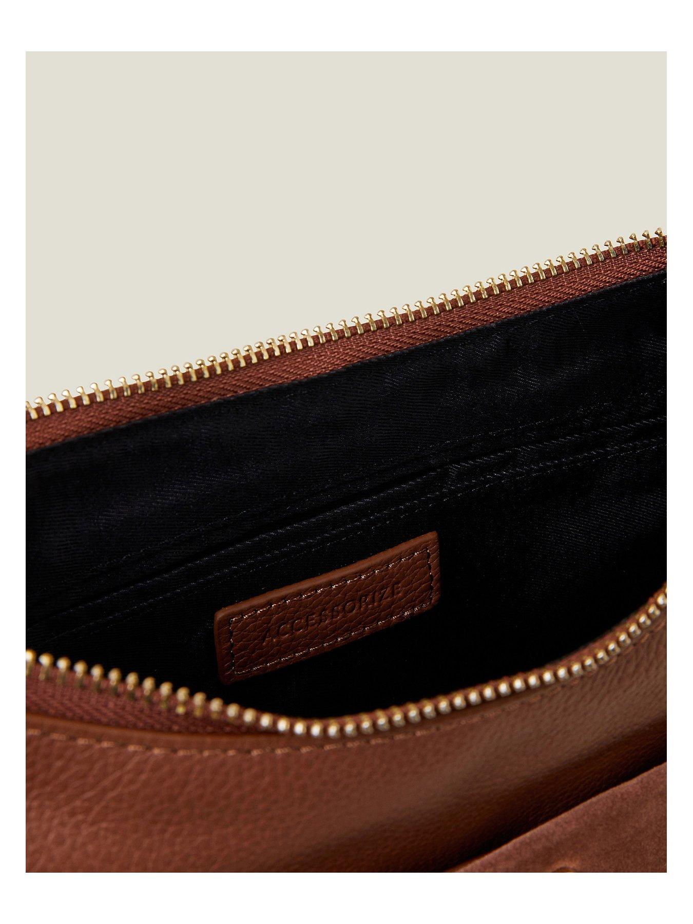 Image 5 of 5 of Accessorize Leather Messenger Bag - Tan