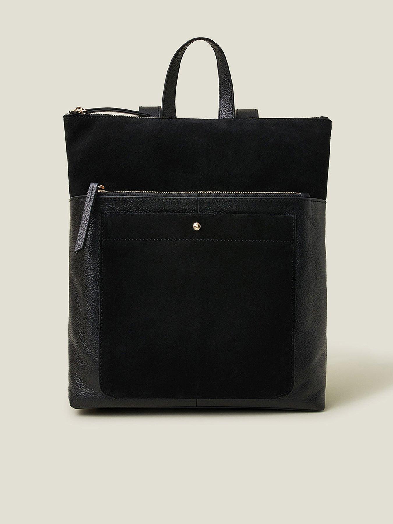 Image 1 of 5 of Accessorize Leather Backpack - Black