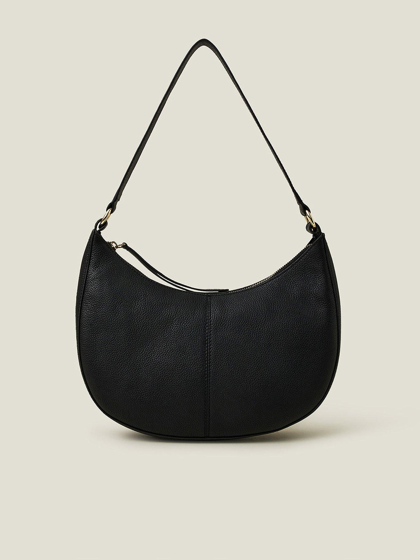 undefined Leather Scoop Shoulder Bag - Black