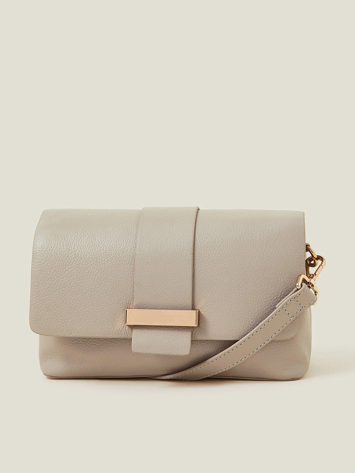 undefined Leather Metal Bar Cross Body - Nude