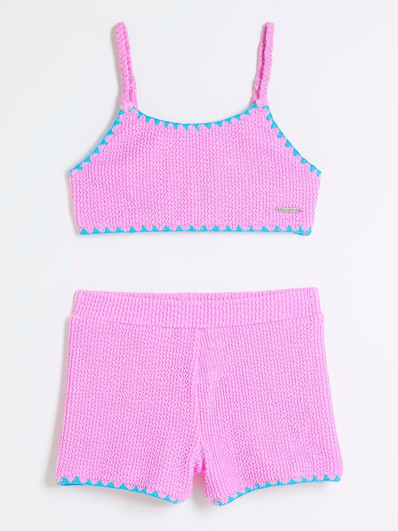 undefined Girls Textured Bikini Set - Purple